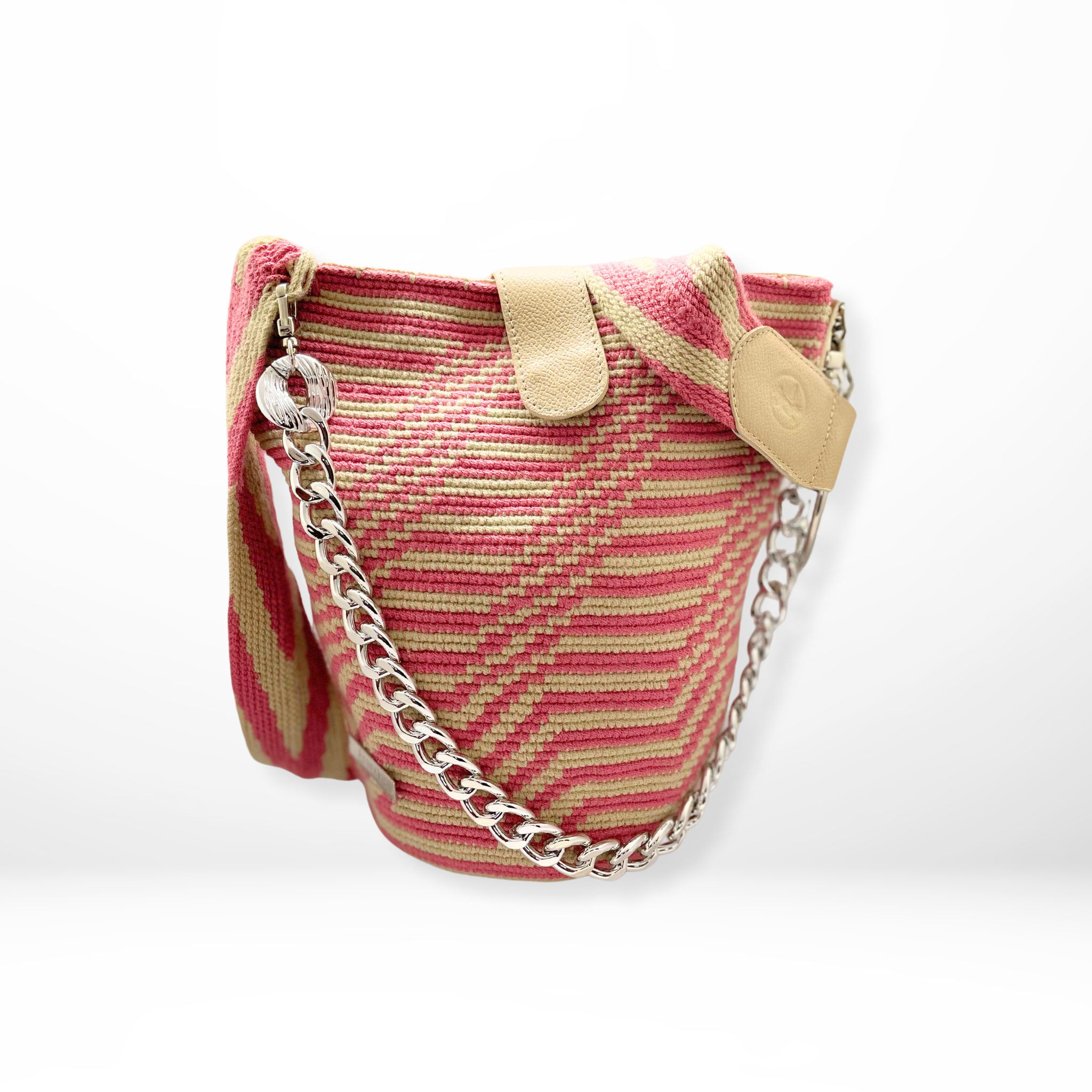 Rose Crochet Bag Pink and cream Alejandra Collective