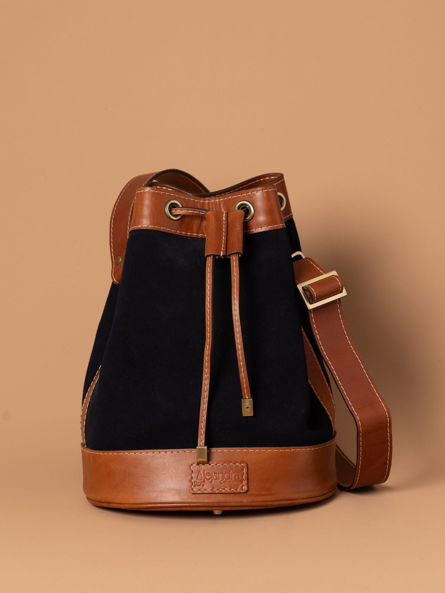 Amalfi Bucket Crossbody Bag Navy Blue Alejandra Collective