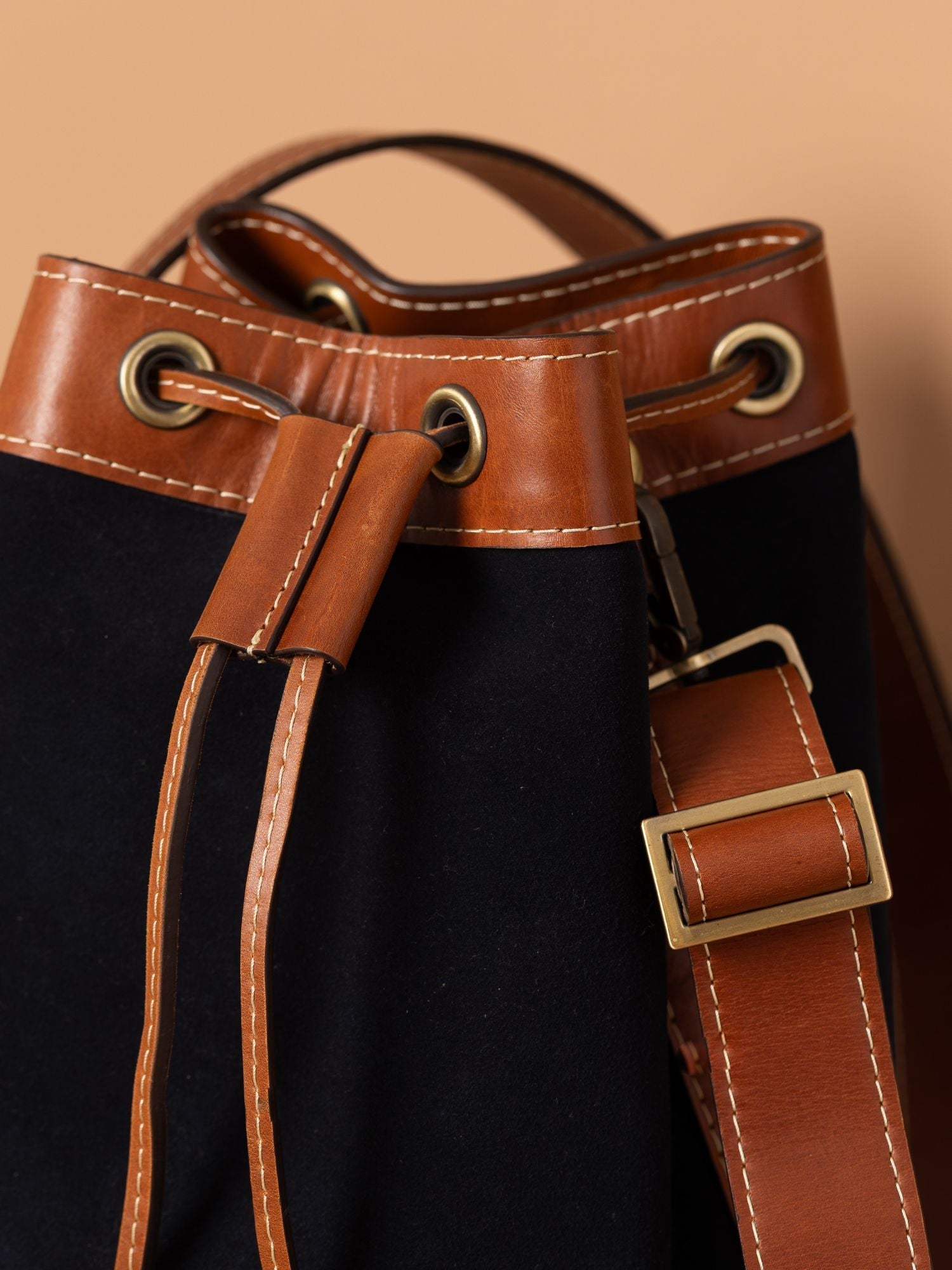 Amalfi Bucket Crossbody Bag Navy Blue Alejandra Collective