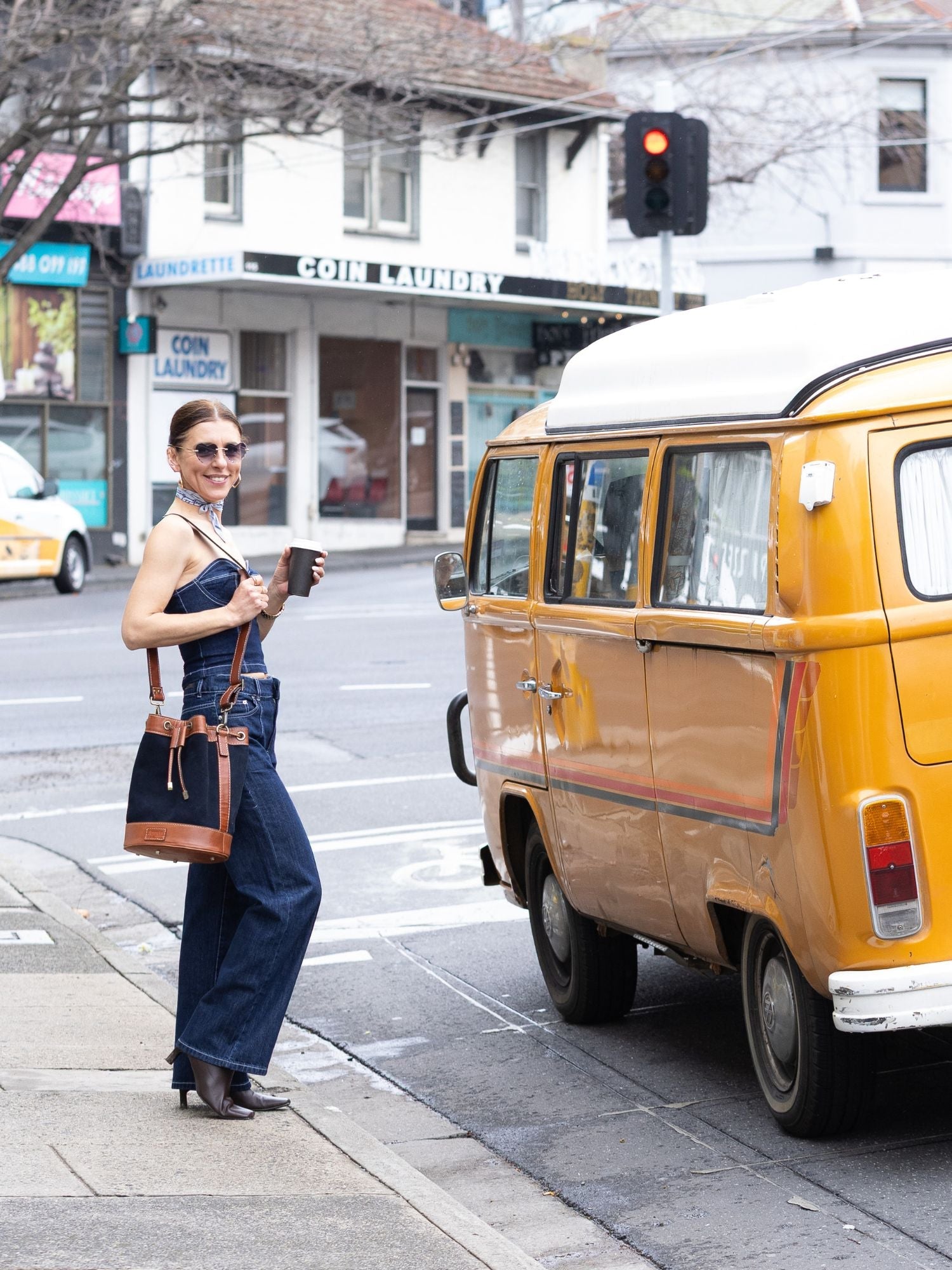 Amalfi Bucket Crossbody Bag Navy Blue Alejandra Collective