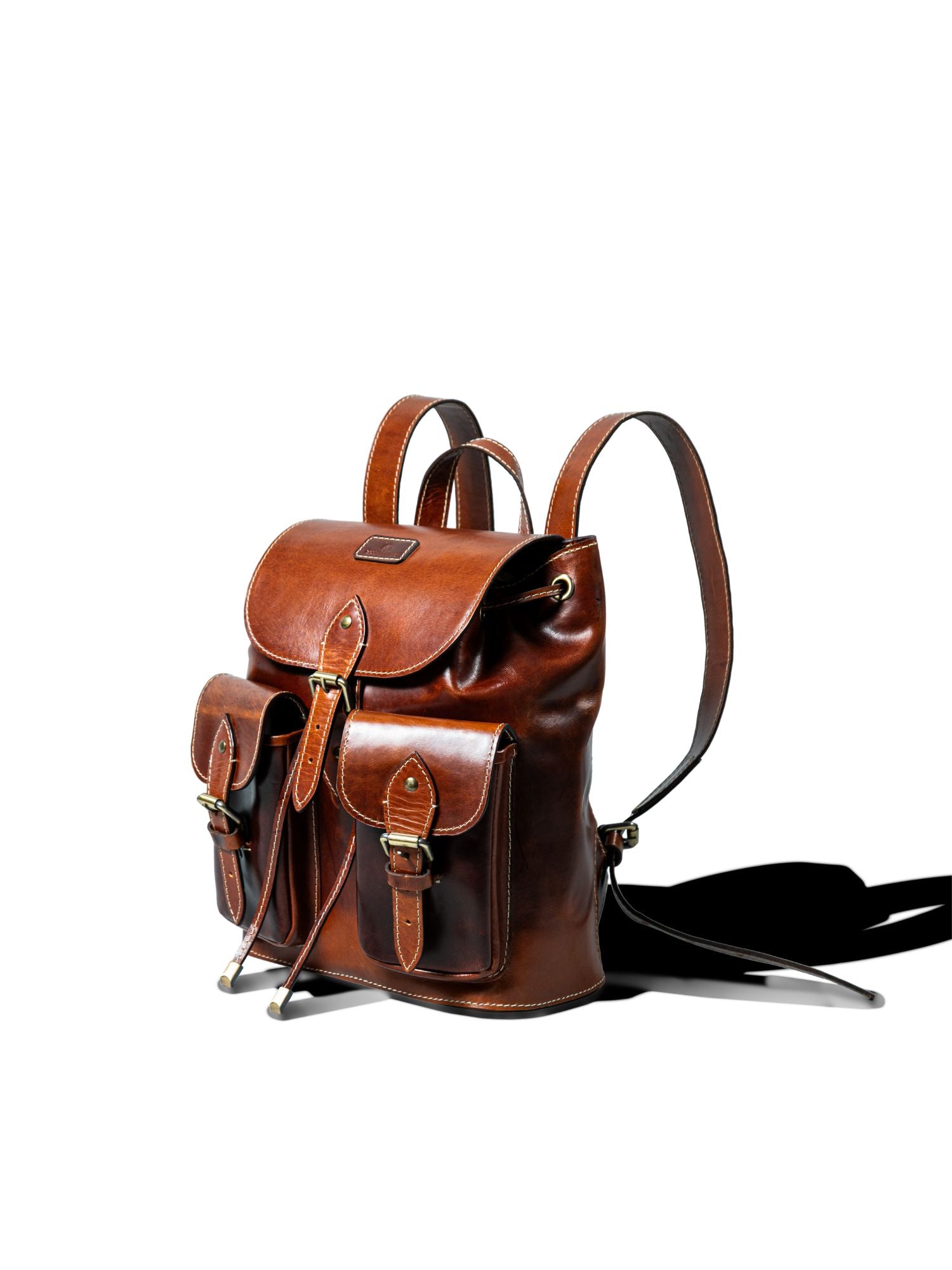 Unisex Leather Backpack Cognac