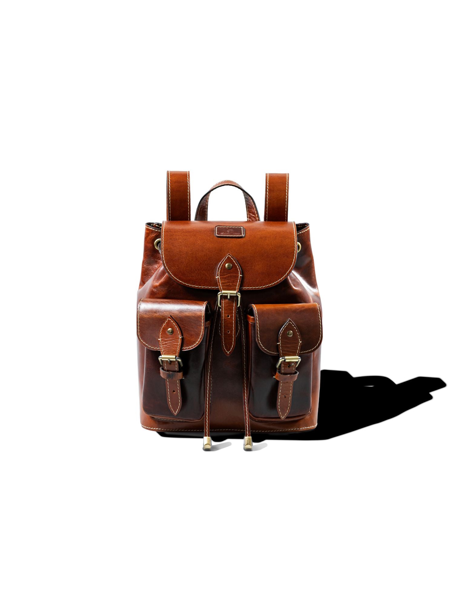 Unisex Leather Backpack Cognac