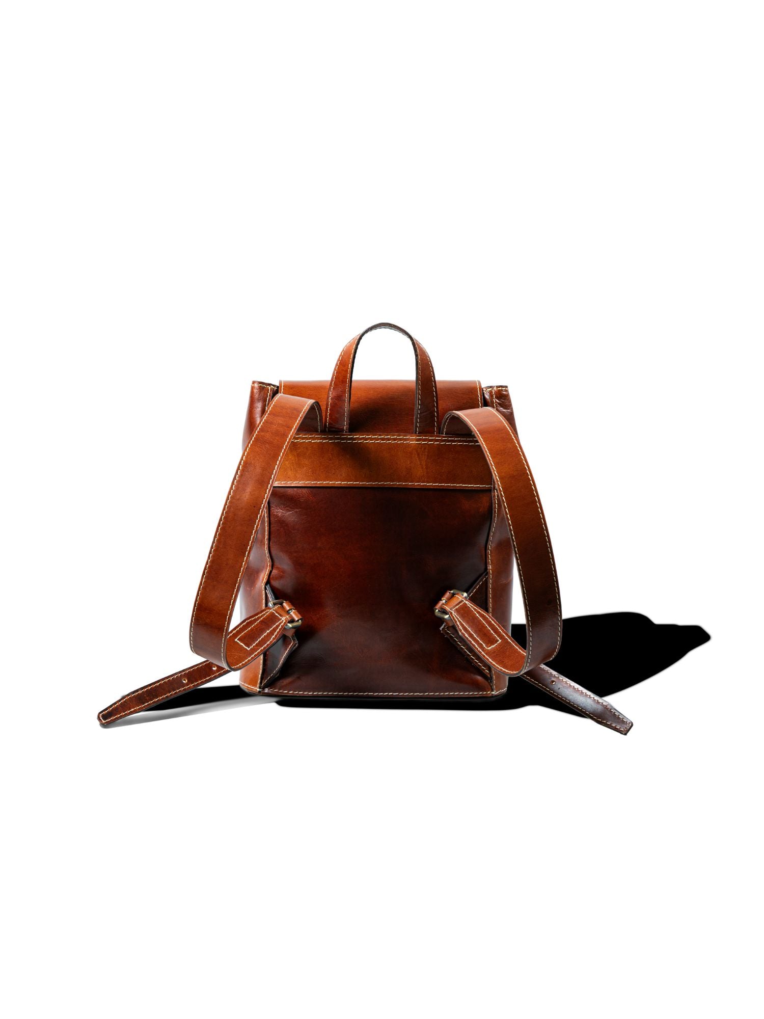 Unisex Leather Backpack Cognac