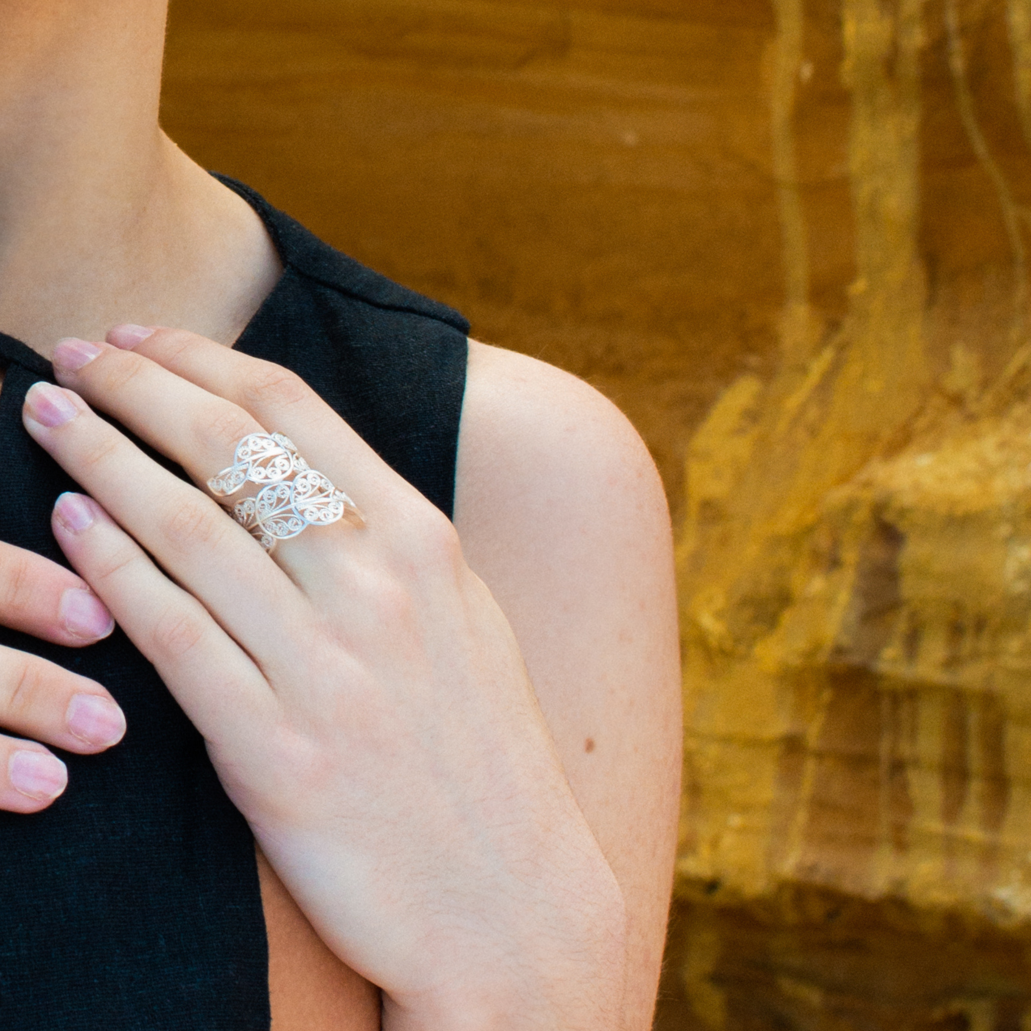 Branch Statement Ring Filigree Silver-Adjustable Alejandra Collective