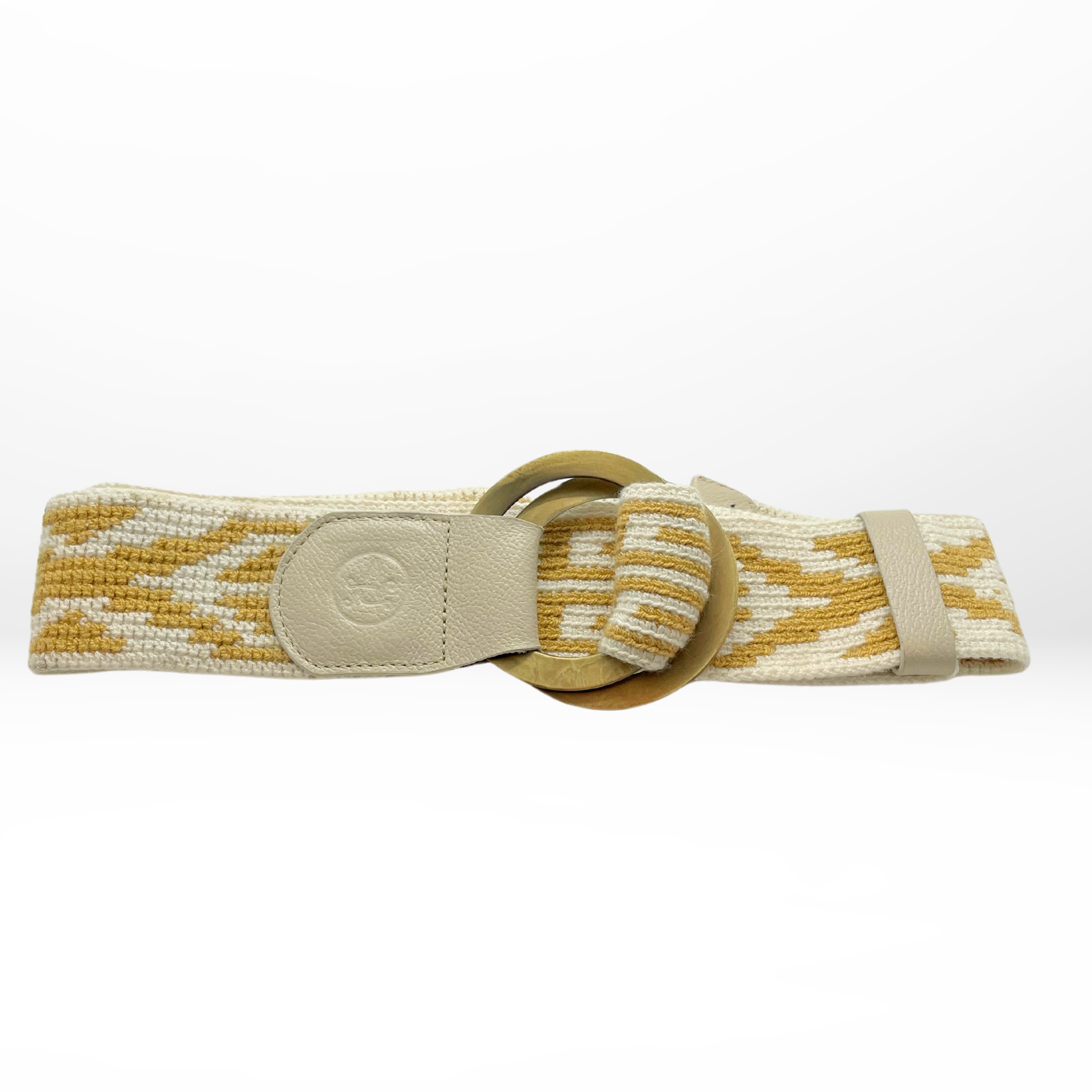 Woven Crochet Belts Yellow and Cream Alejandra Collective