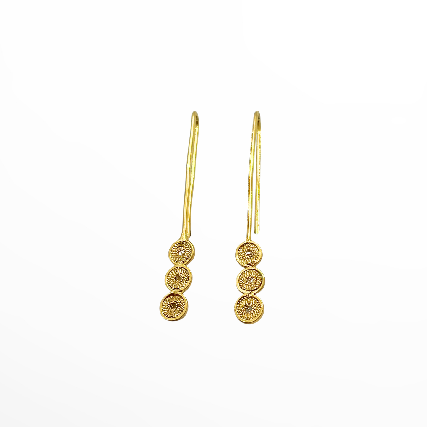 Dianne Triple Circle Filigree Drop Earrings Gold Plated Alejandra Collective
