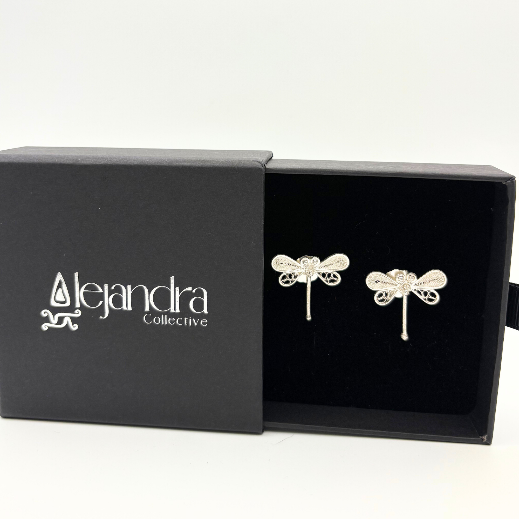 Dragonfly Filigree Silver Stud Earrings Alejandra Collective