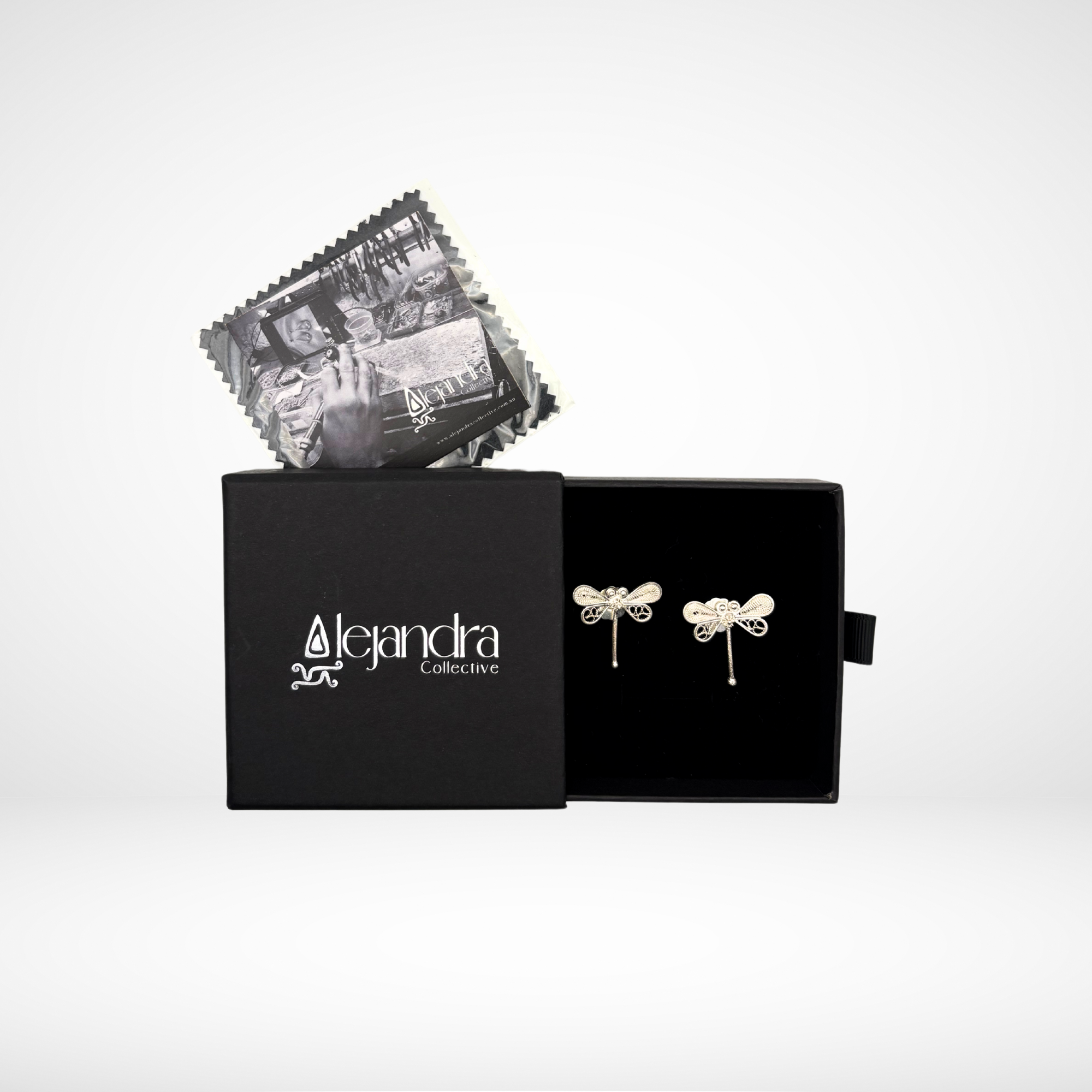 Dragonfly Filigree Silver Stud Earrings Alejandra Collective