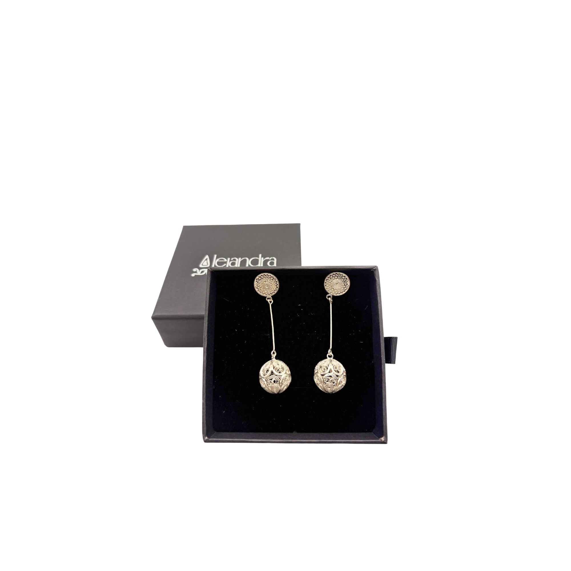 Erica Balls Filigree Drop Earrings Silver Alejandra Collective