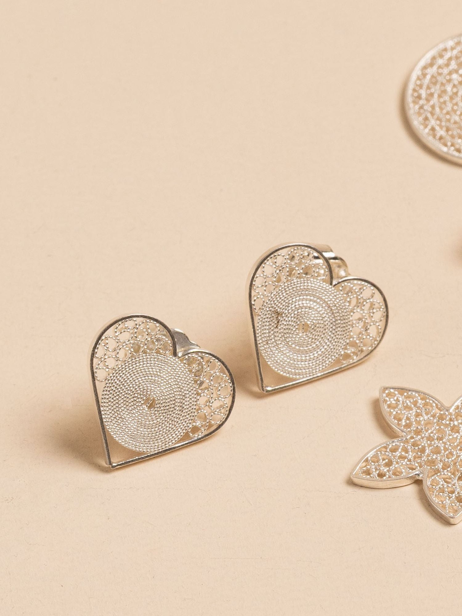 Heart Earrings Studs Silver Alejandra Collective