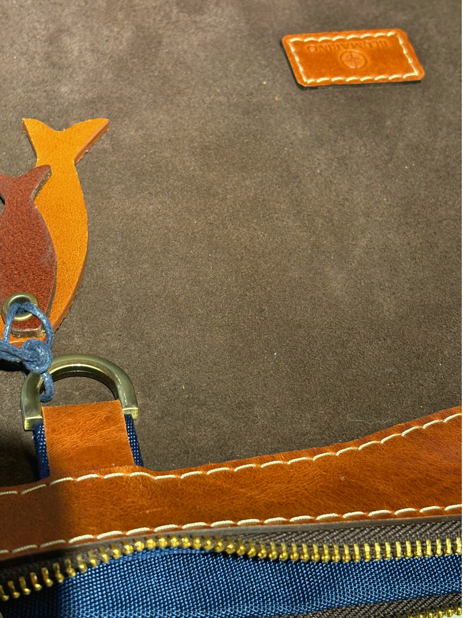 Blumarino Genuine Suede Leather Laptop Case Brown