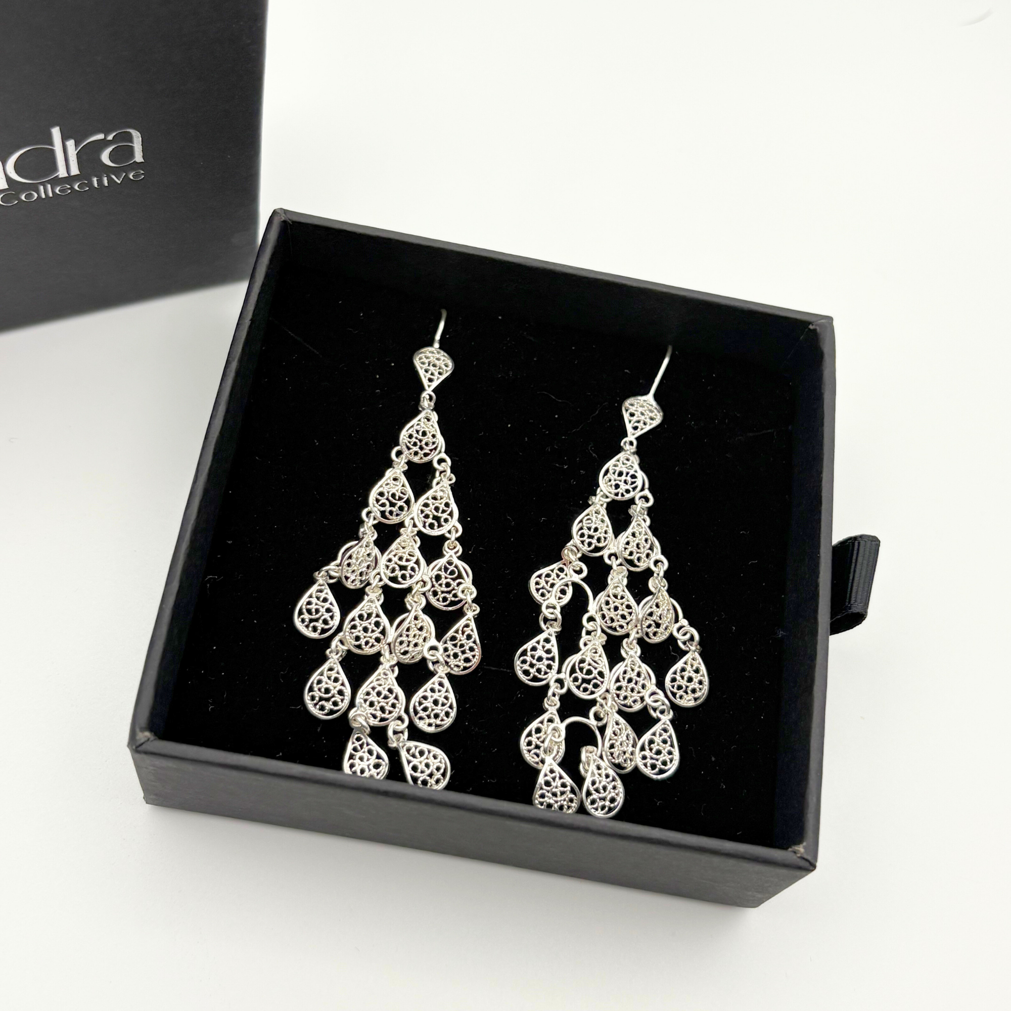 Laura Statement Filigree Earrings Silver Alejandra Collective