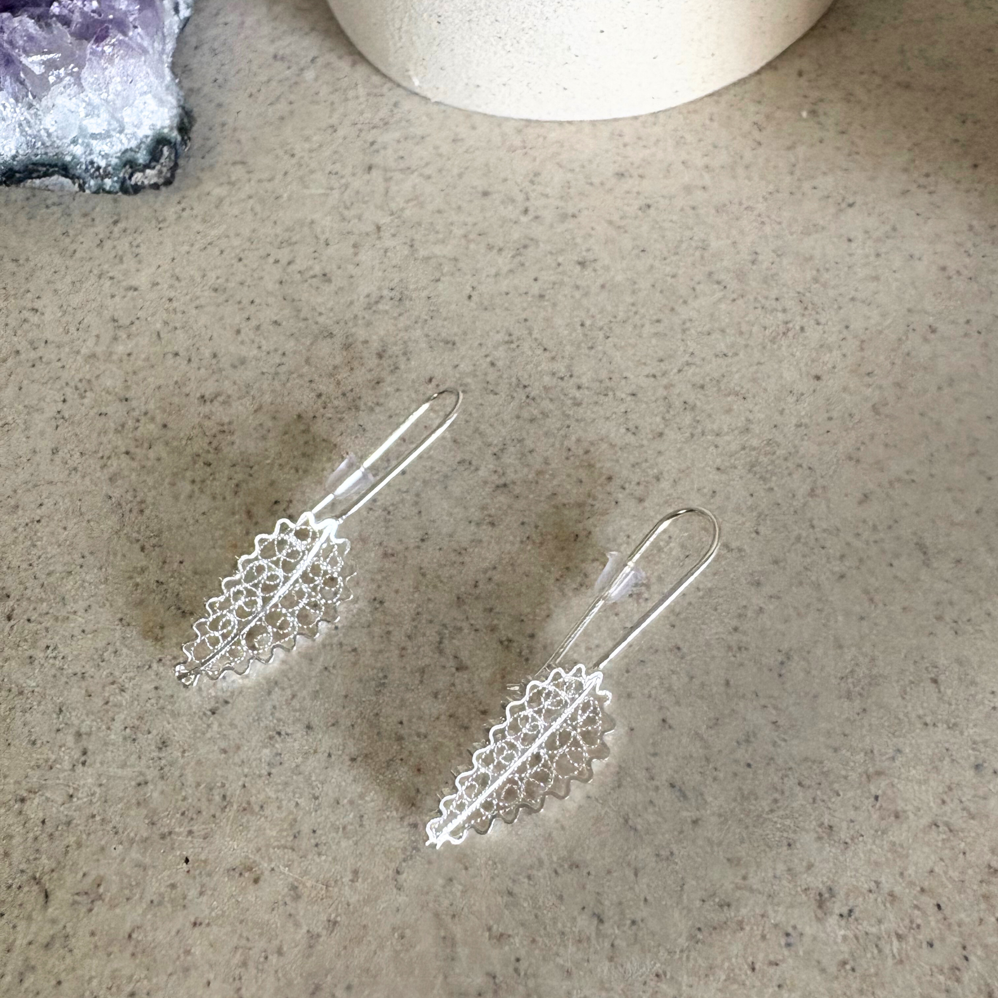 Sussie Leaf Filigree Silver Earrings Alejandra Collective