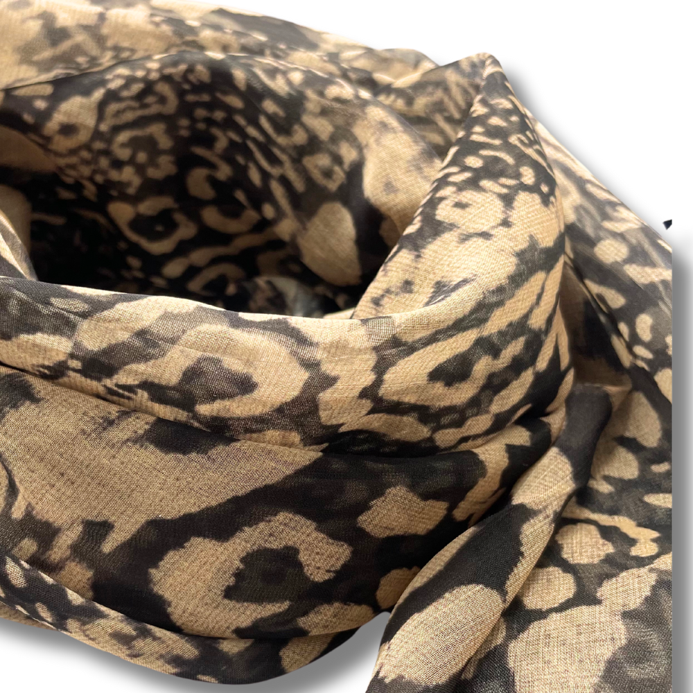 Helena Modal Silk Hand Dyed Scarf- Animal Print Alejandra Collective