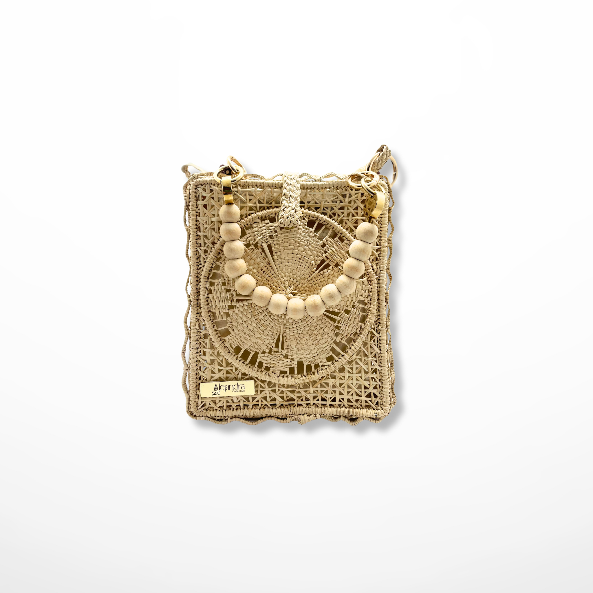 Olivia Woven Bag Wood Handle Mini Alejandra Collective