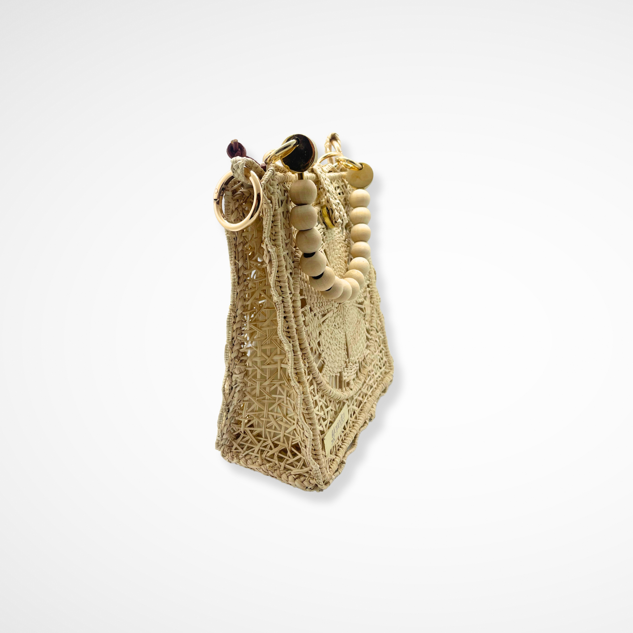 Olivia Woven Bag Wood Handle Mini Alejandra Collective