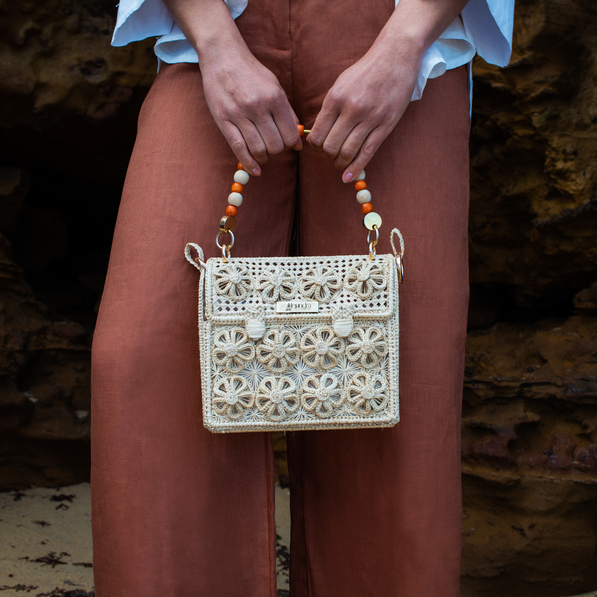 Pamela Flower Truck Woven Basket Bag Mini Alejandra Collective