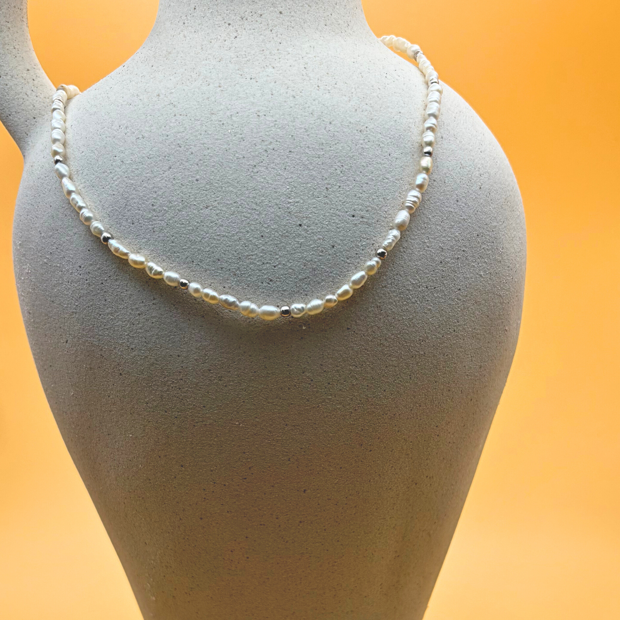 Pearl Necklace Silver Alejandra Collective