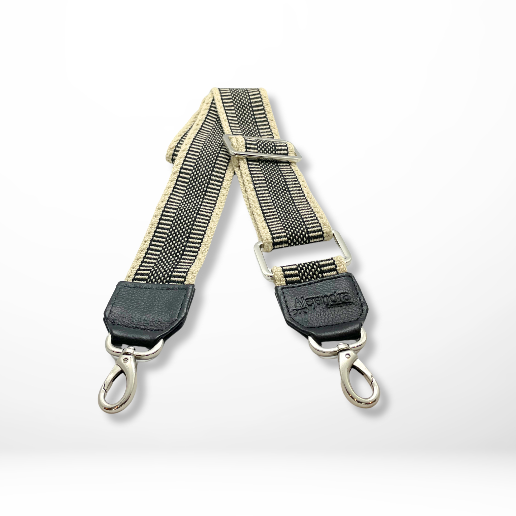 Ramona Handwoven Adjustable Bag Straps Leather Black Alejandra Collective