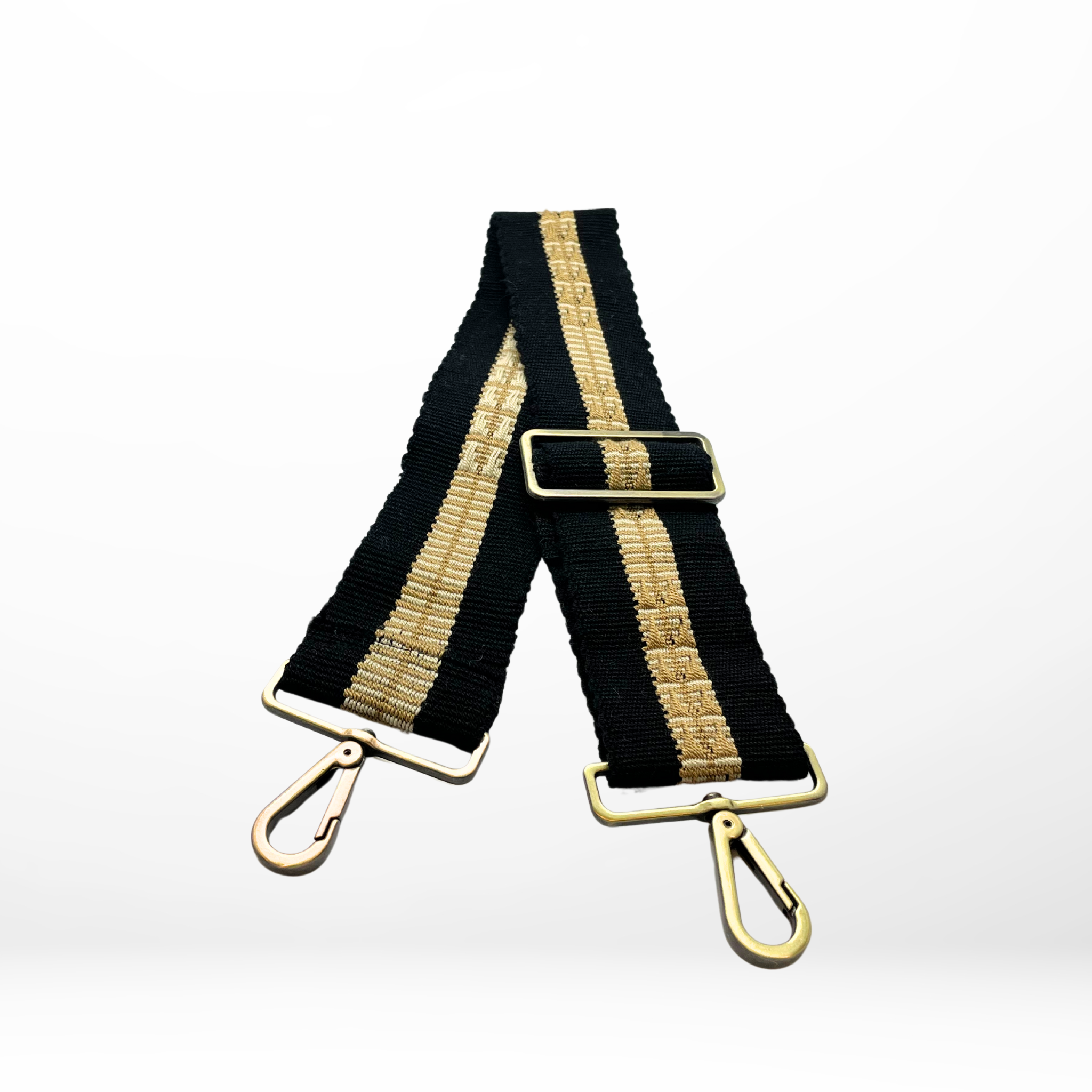 Ramona Handwoven Adjustable Bag Strap Latte and Black Alejandra Collective