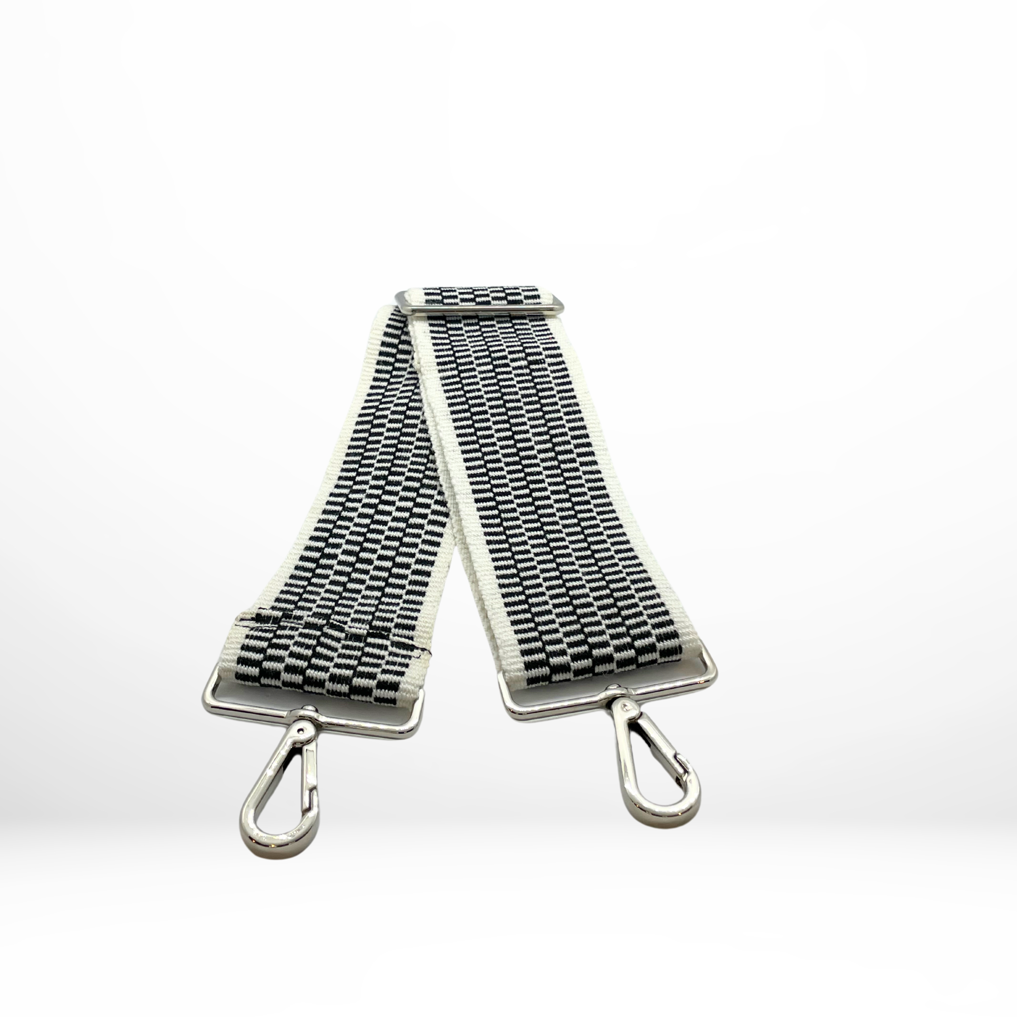 Ramona Handwoven Adjustable Bag Straps Black and White Alejandra Collective