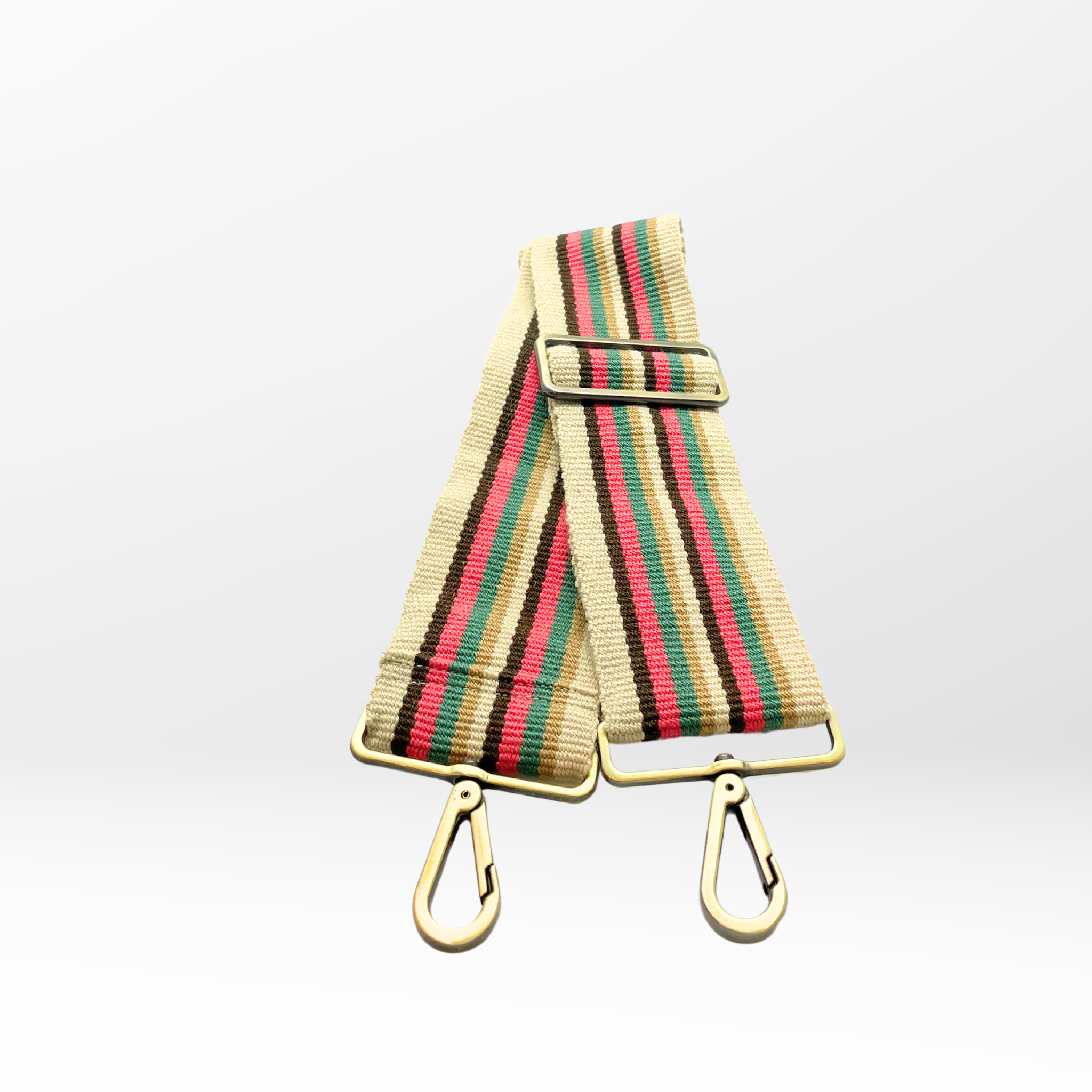 Ramona Handwoven Adjustable Bag Strap Pink, Blue and Cream Alejandra Collective