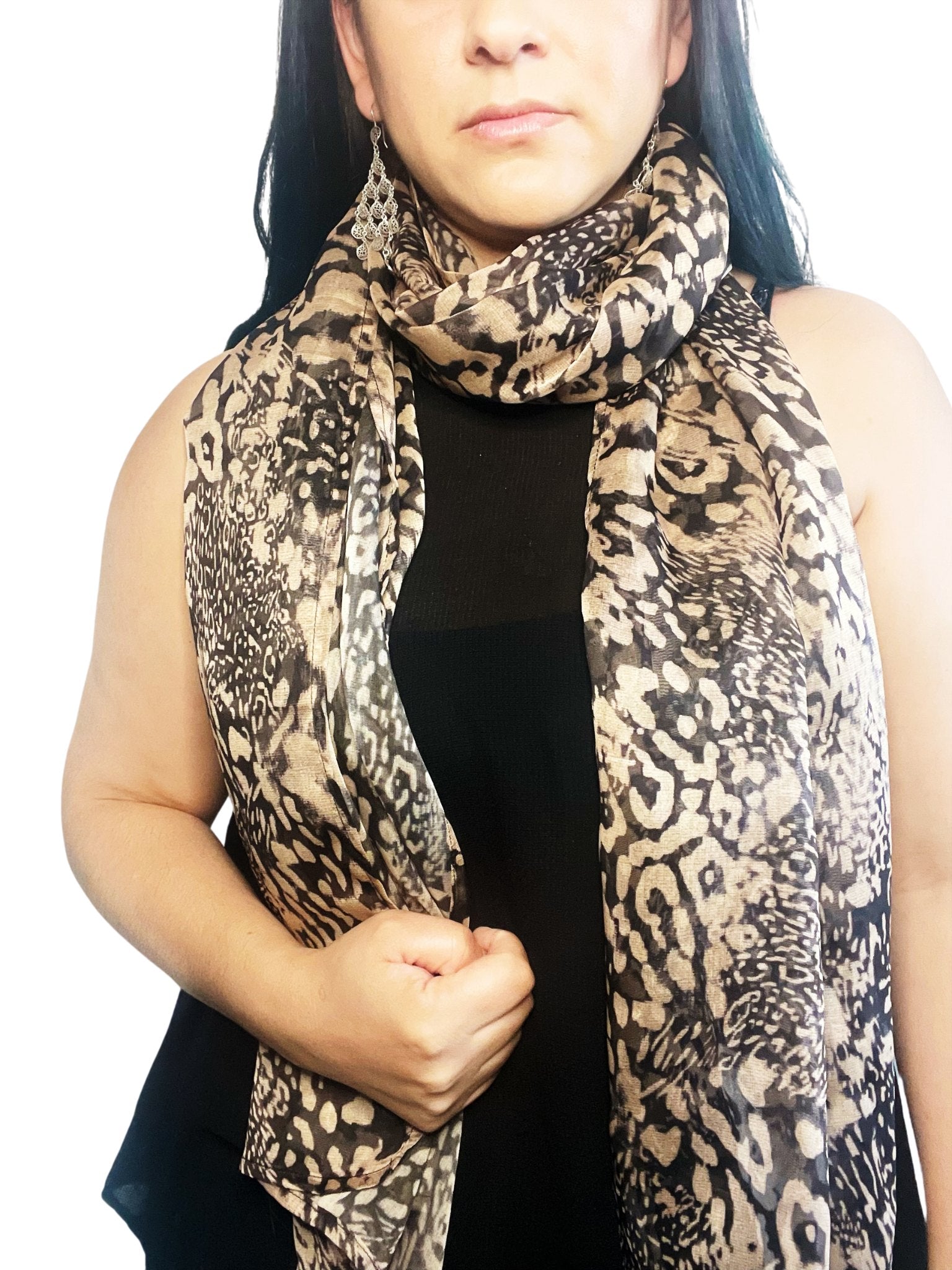 Helena Modal Silk Hand Dyed Scarf- Animal Print Alejandra Collective