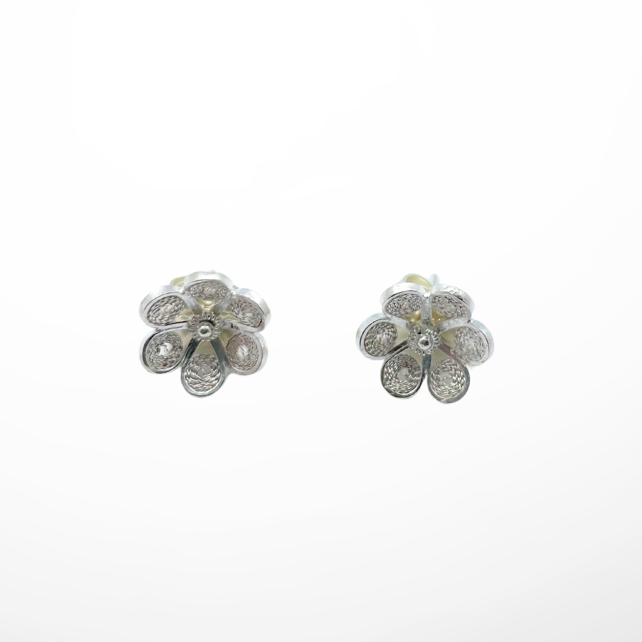 Vanessa Flower Filigree Studs Silver Alejandra Collective