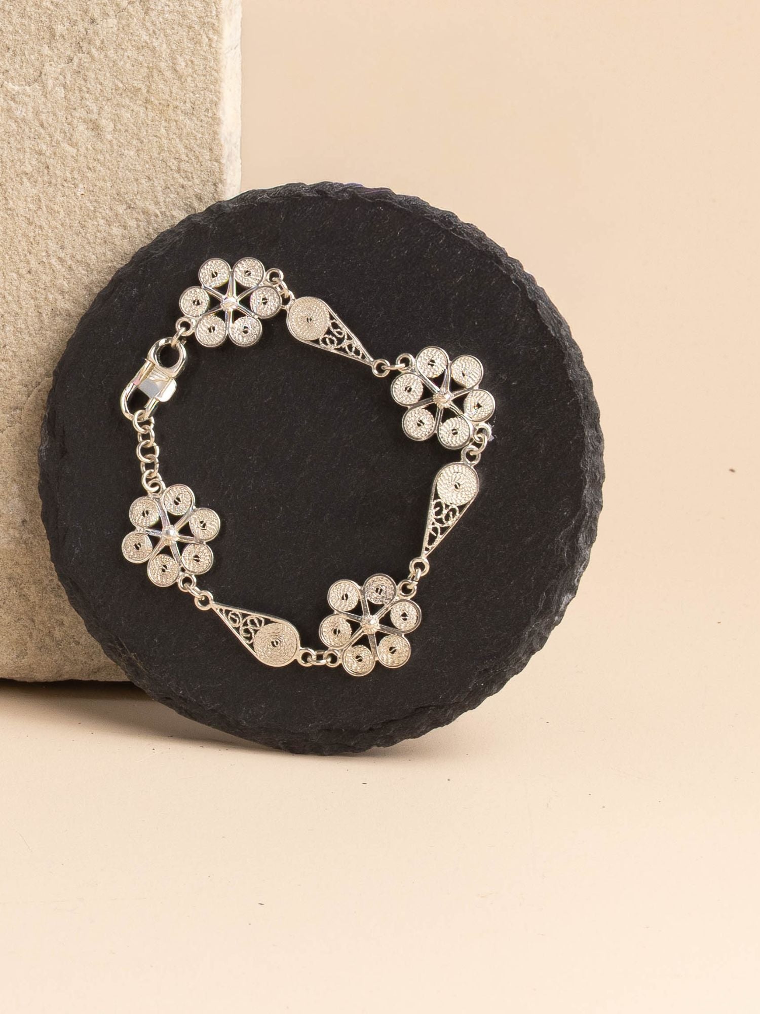 Vanessa Drop and Flower Filigree Bracelet Alejandra Collective