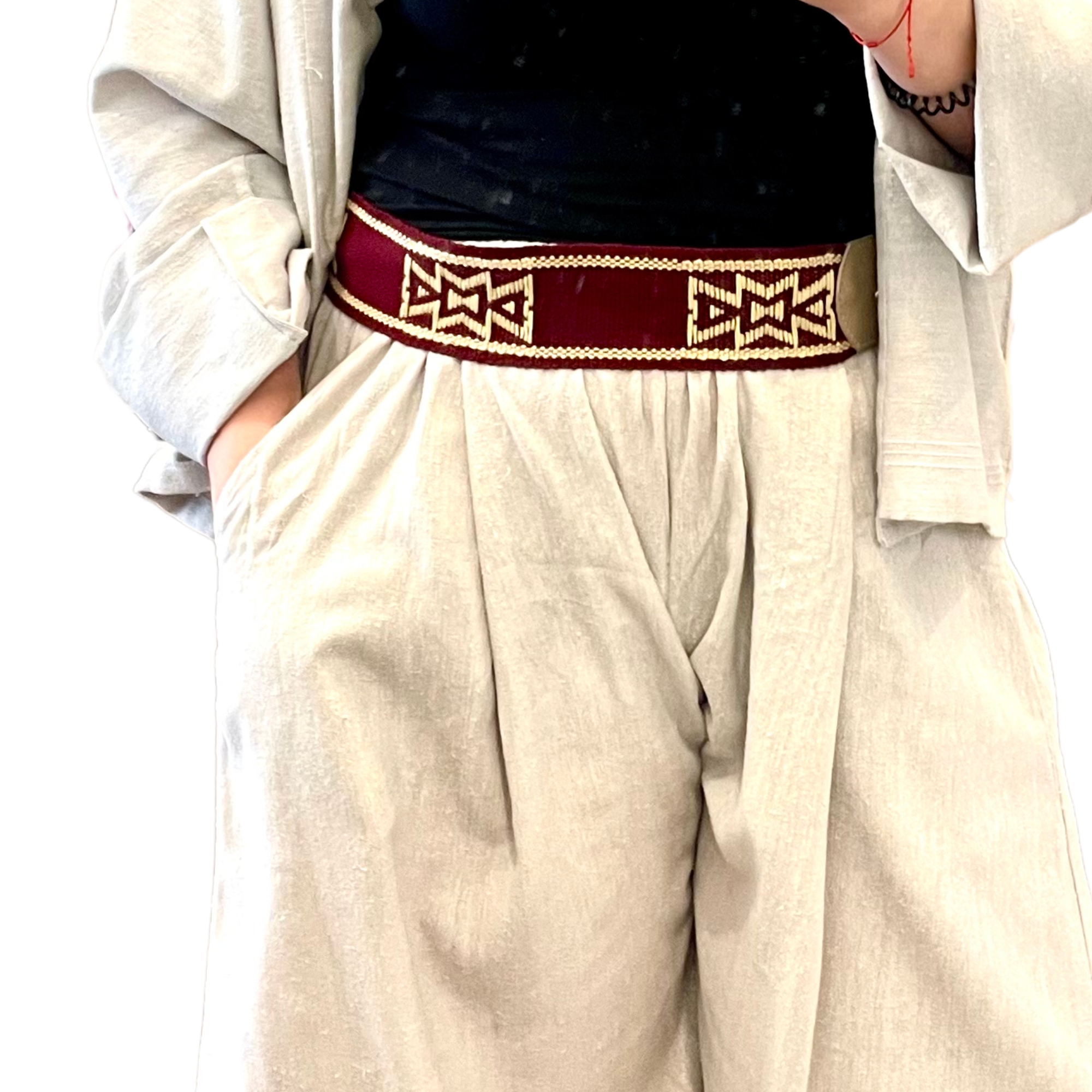 Woven Crochet Belts Burgandy Alejandra Collective