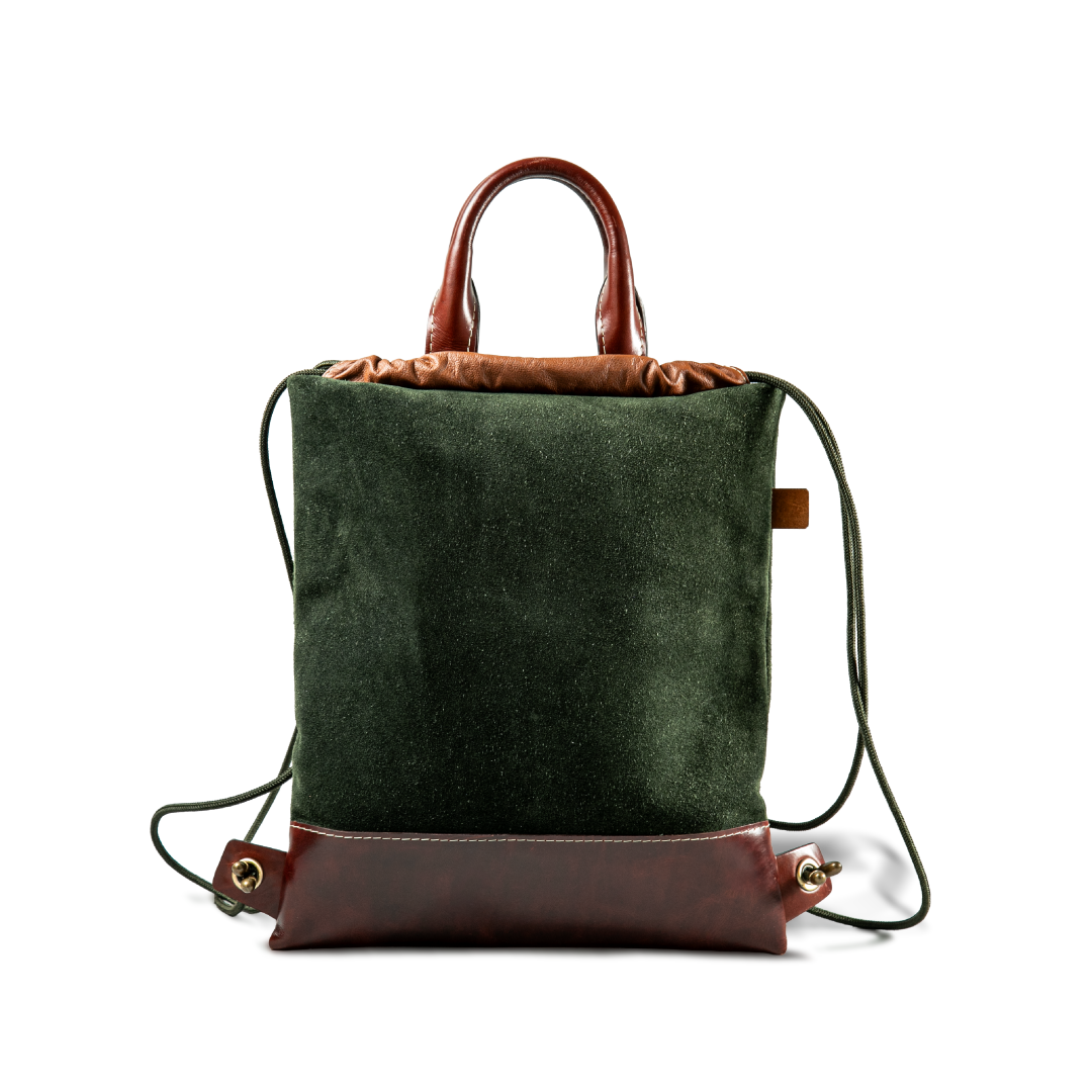 Blumarino Men’s Gym Leather Bag Green & Tan 2-in-1 Unisex Bag