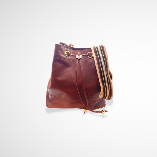 Charlotte Genuine Leather Bucket Bag Whiskey