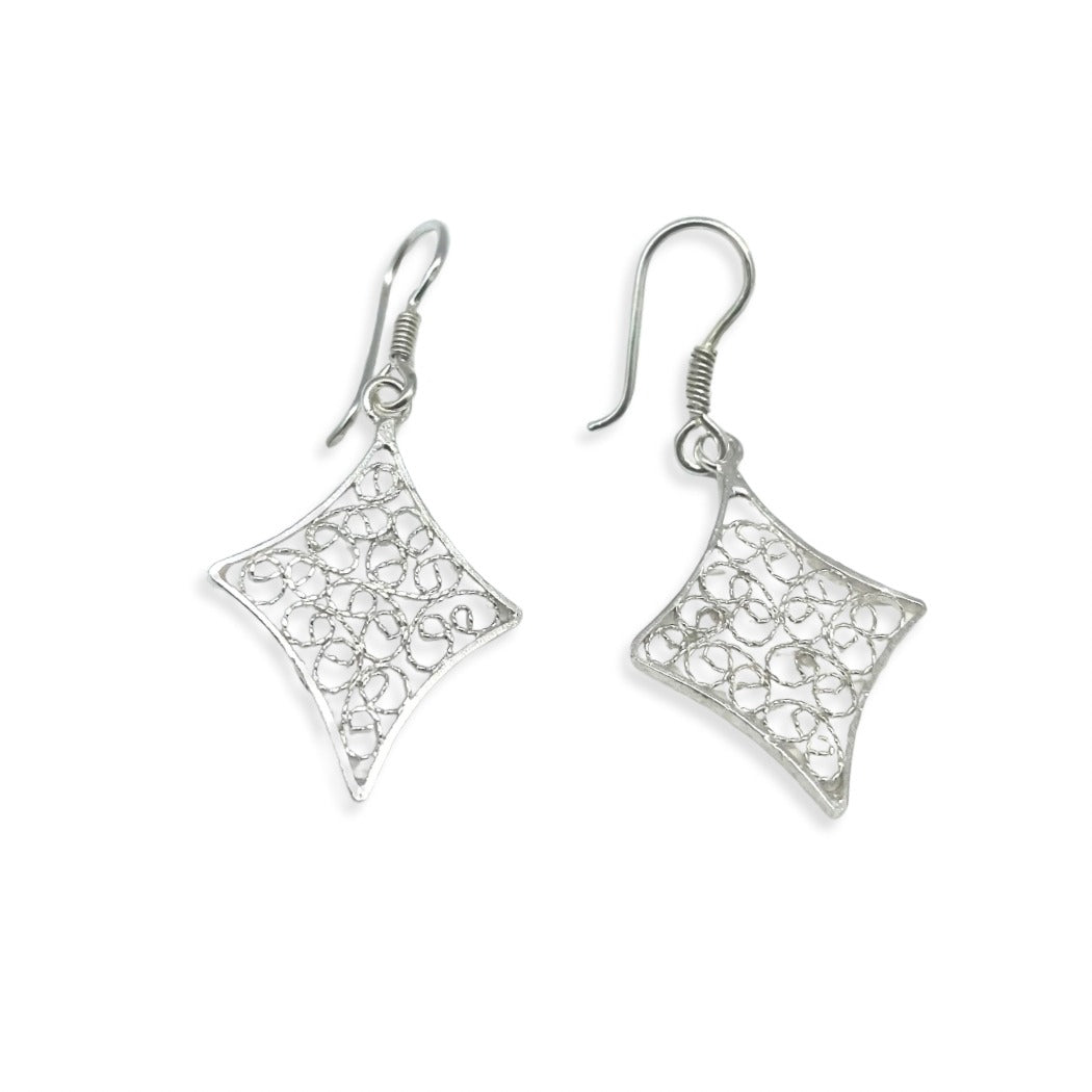Rhombus Earrings Filigree Small