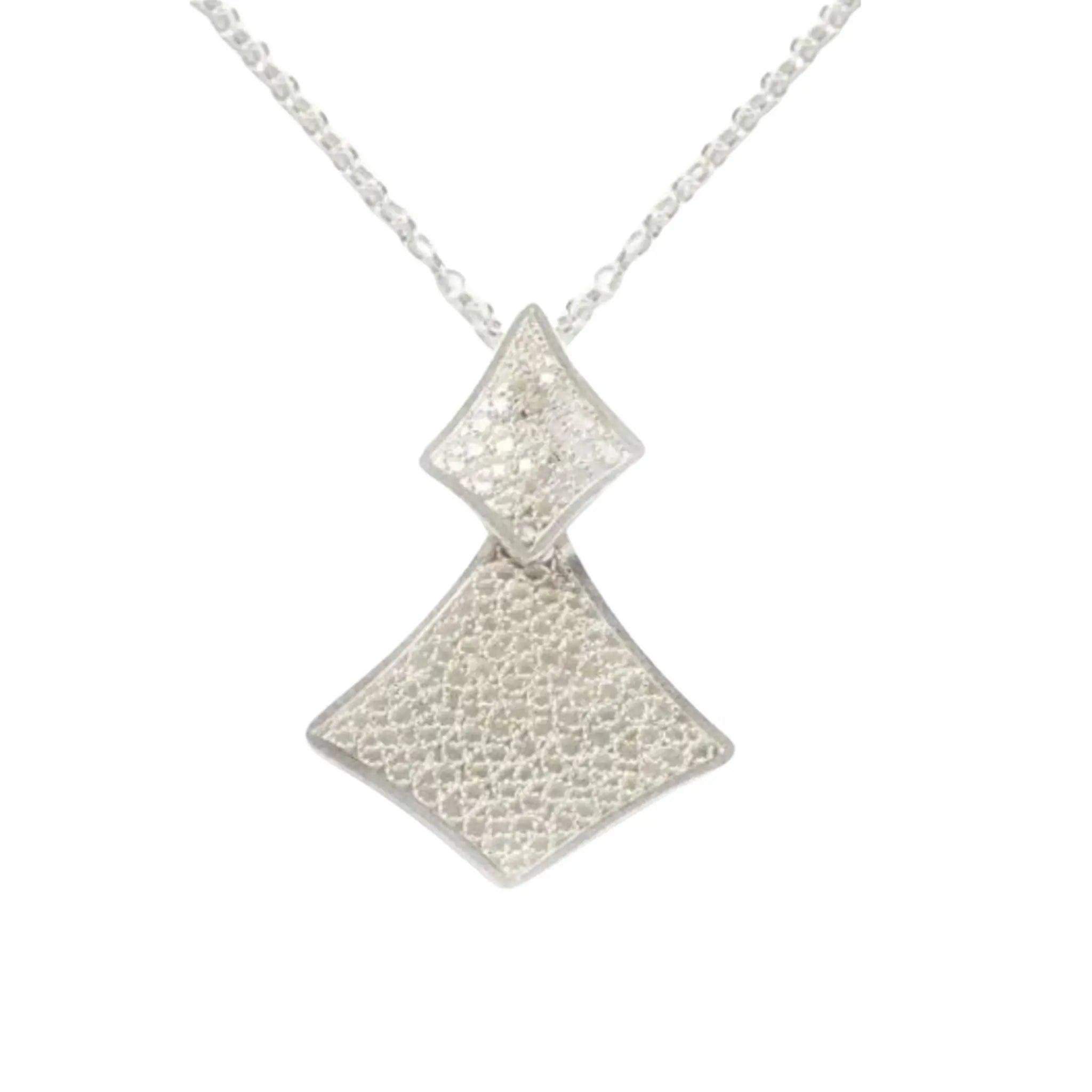 Double Diamond Filigree Necklace Silver Continente Dorado