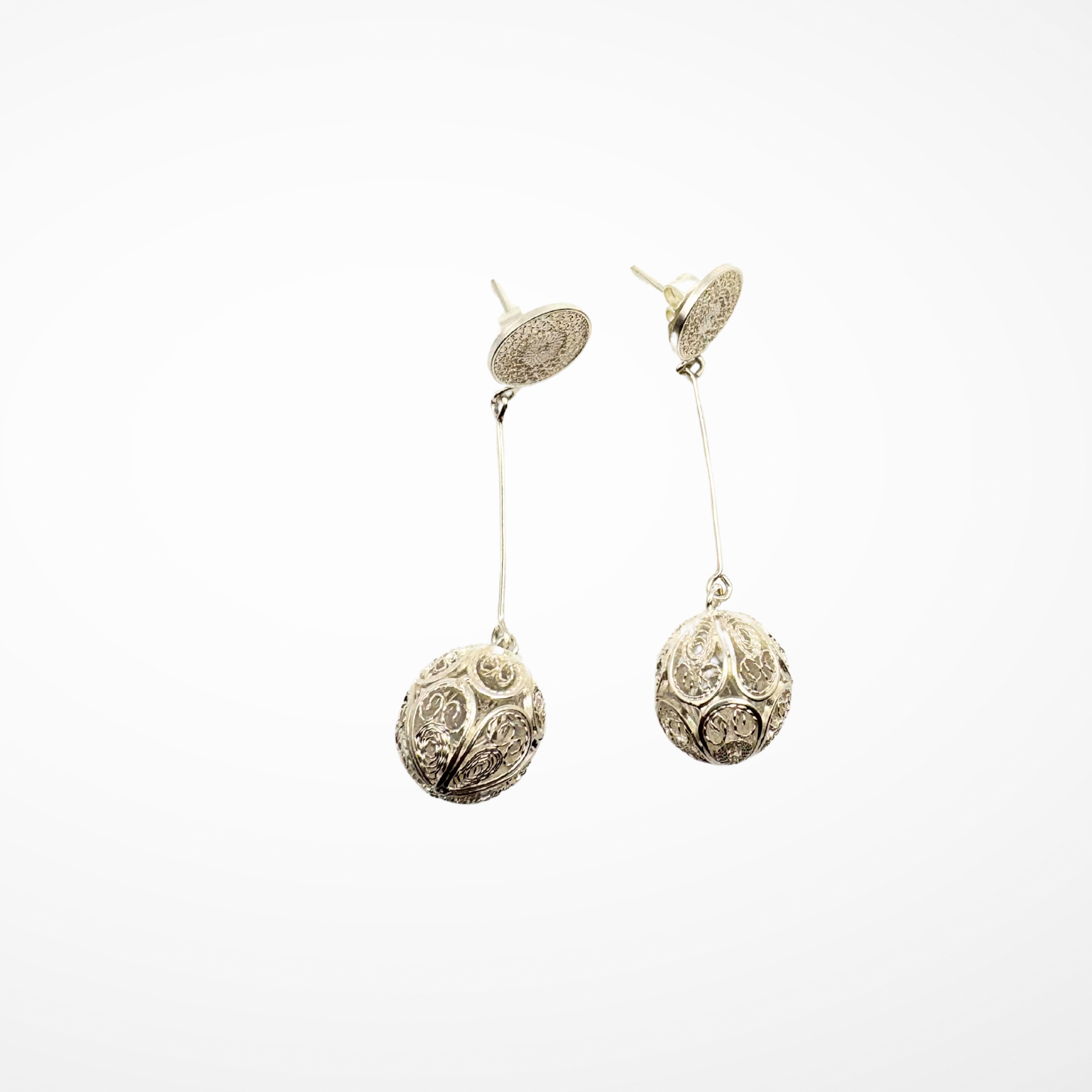 Erica Balls Filigree Drop Earrings Silver Alejandra Collective