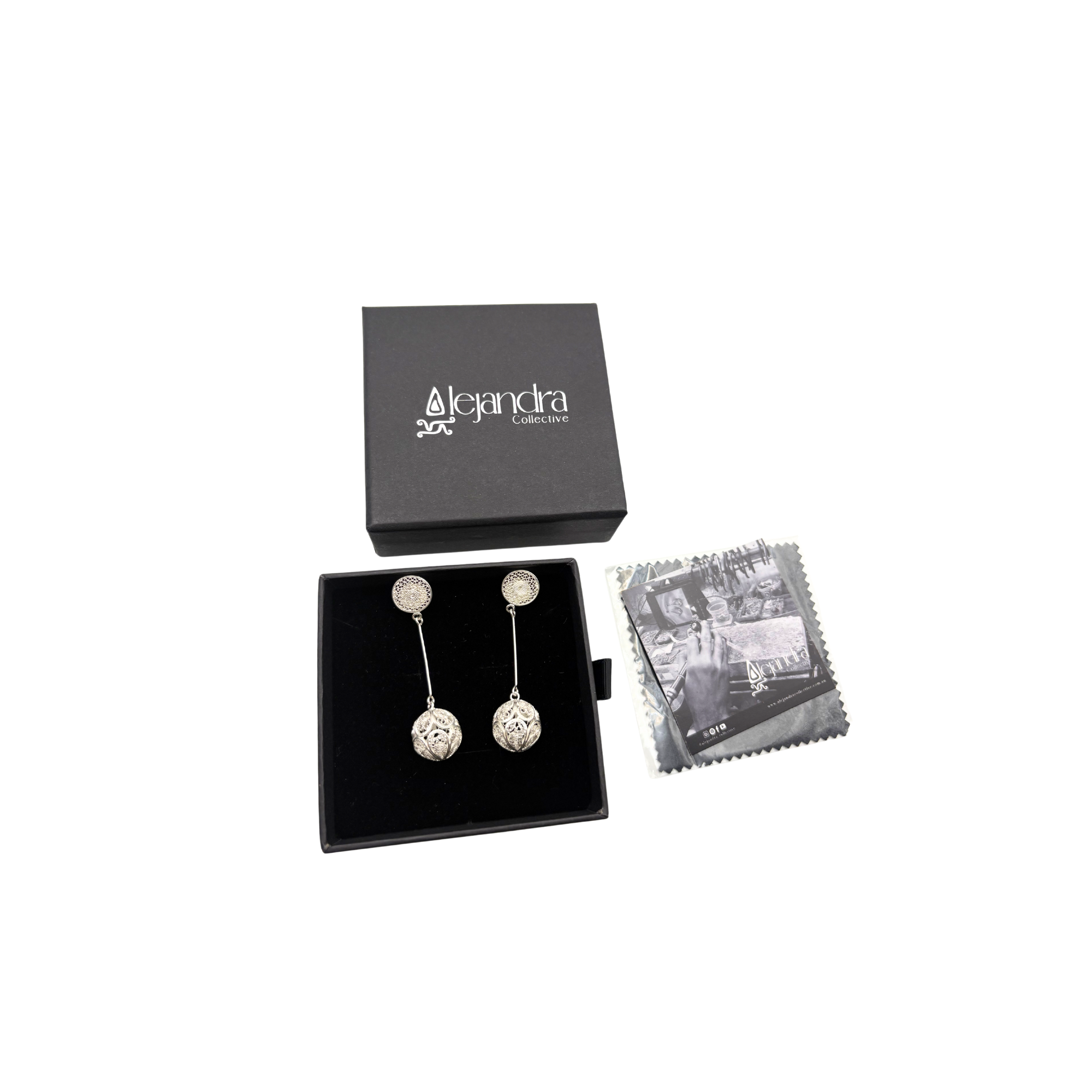 Erica Balls Filigree Drop Earrings Silver Alejandra Collective