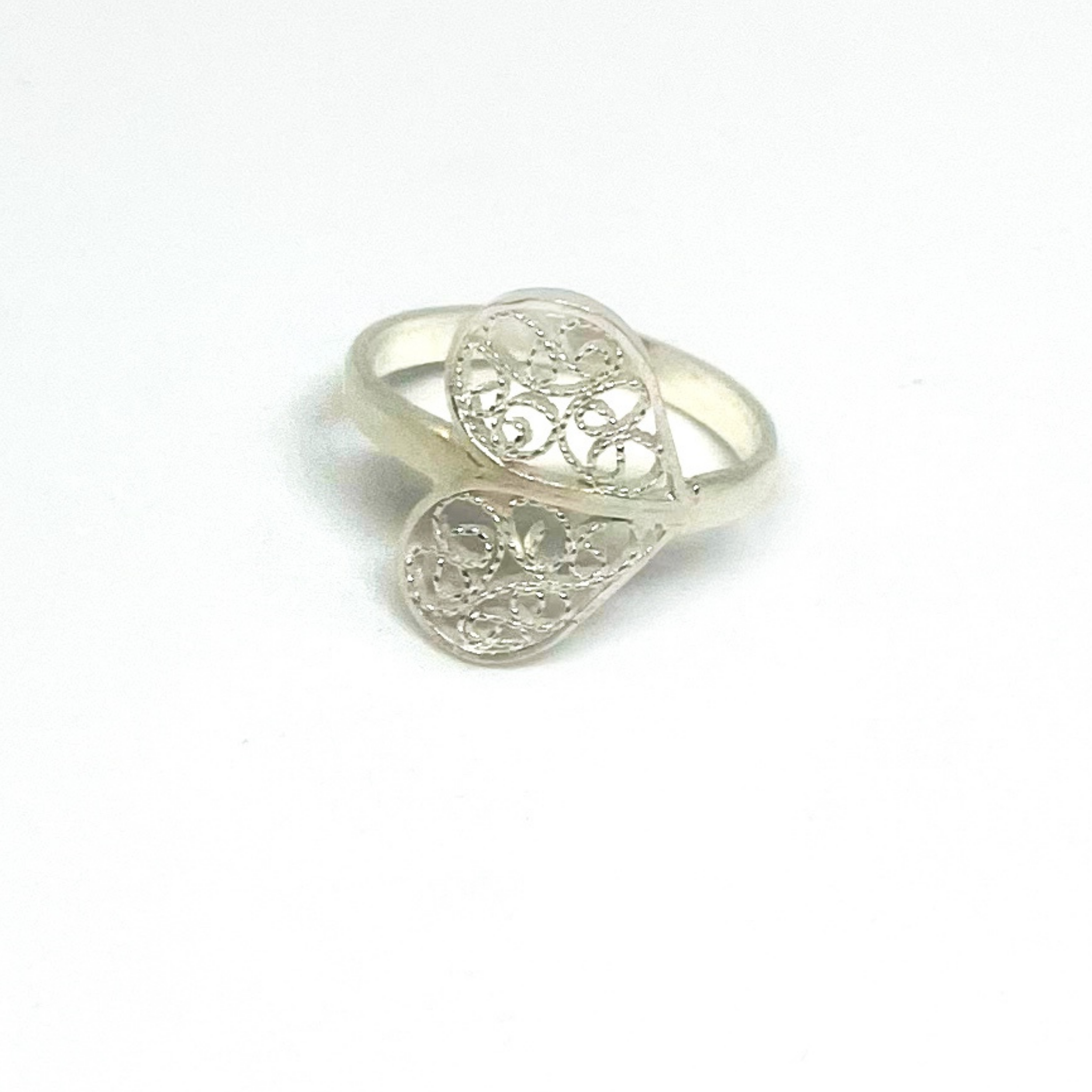 Sterling Silver 970 Filigree Ring Heart-Shaped - Continente Dorado