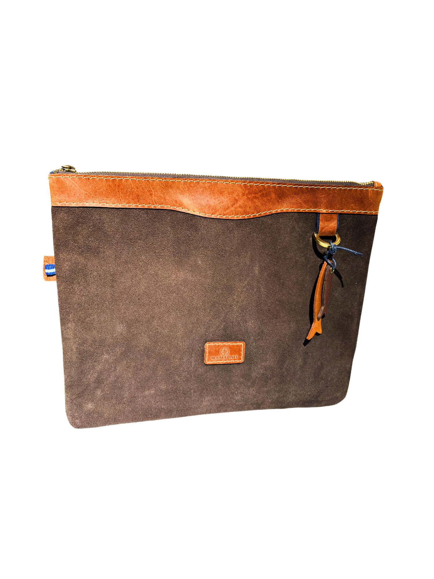 Blumarino Genuine Suede Leather Laptop Case Brown