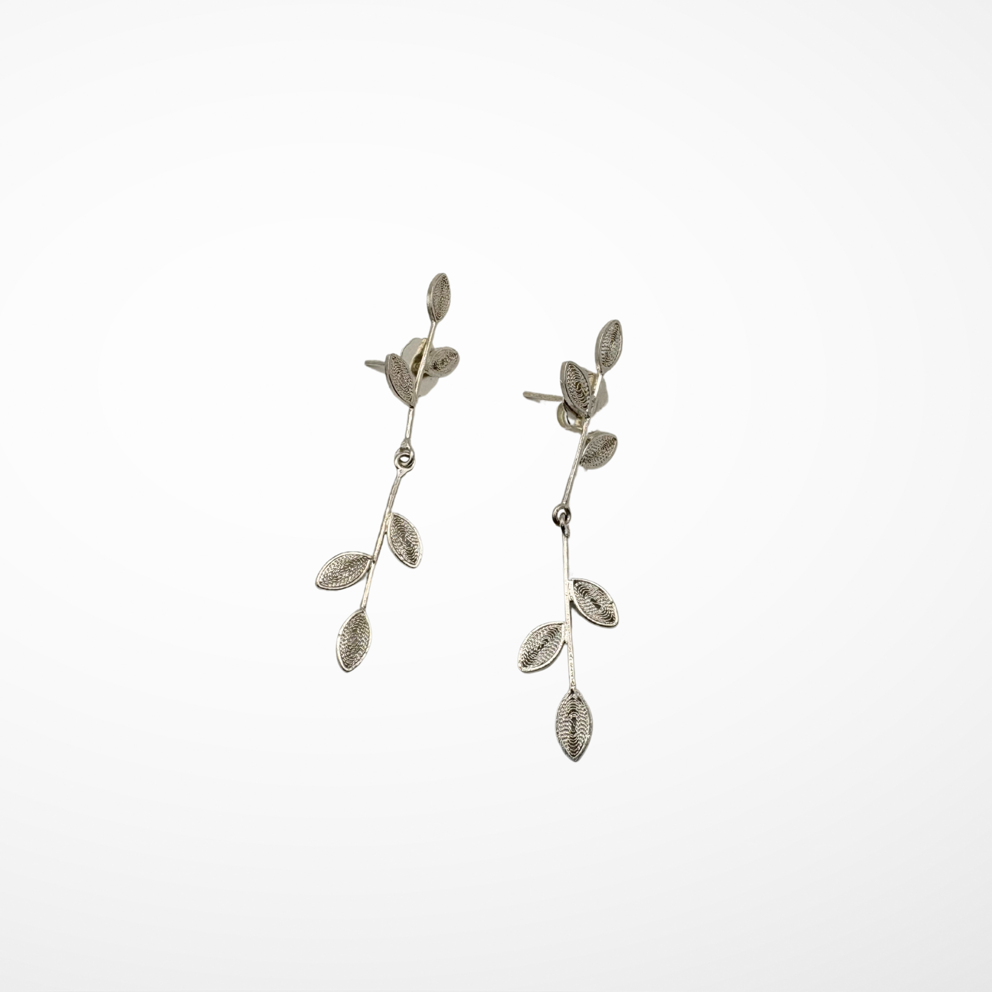 Leaves Drop Earrings Silver Alejandra Collective