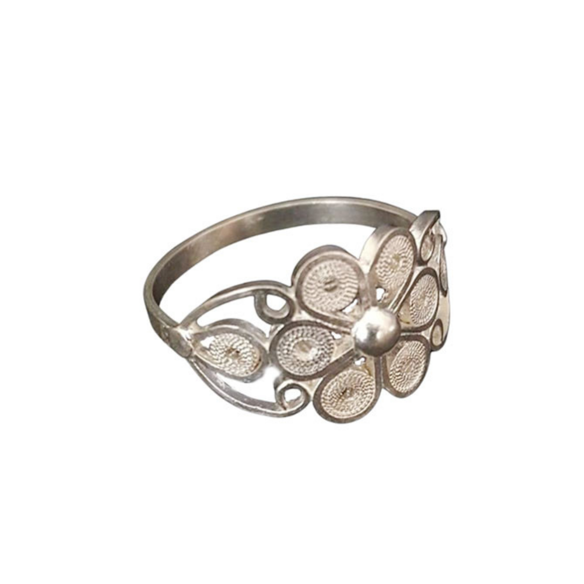 Louise 6 petals flower Filigree Ring Silver Continente Dorado