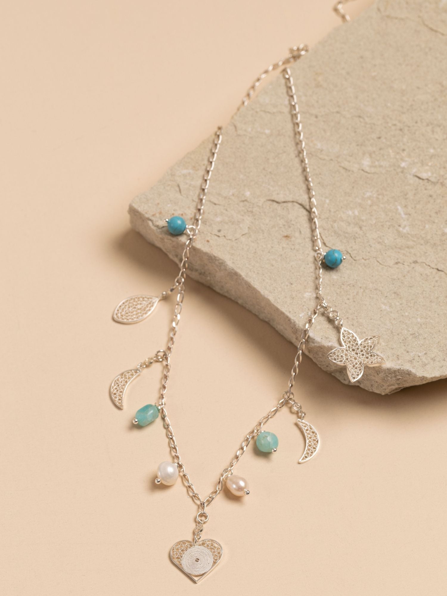 Lunara Charm Filigree Turquoise Necklace Alejandra Collective