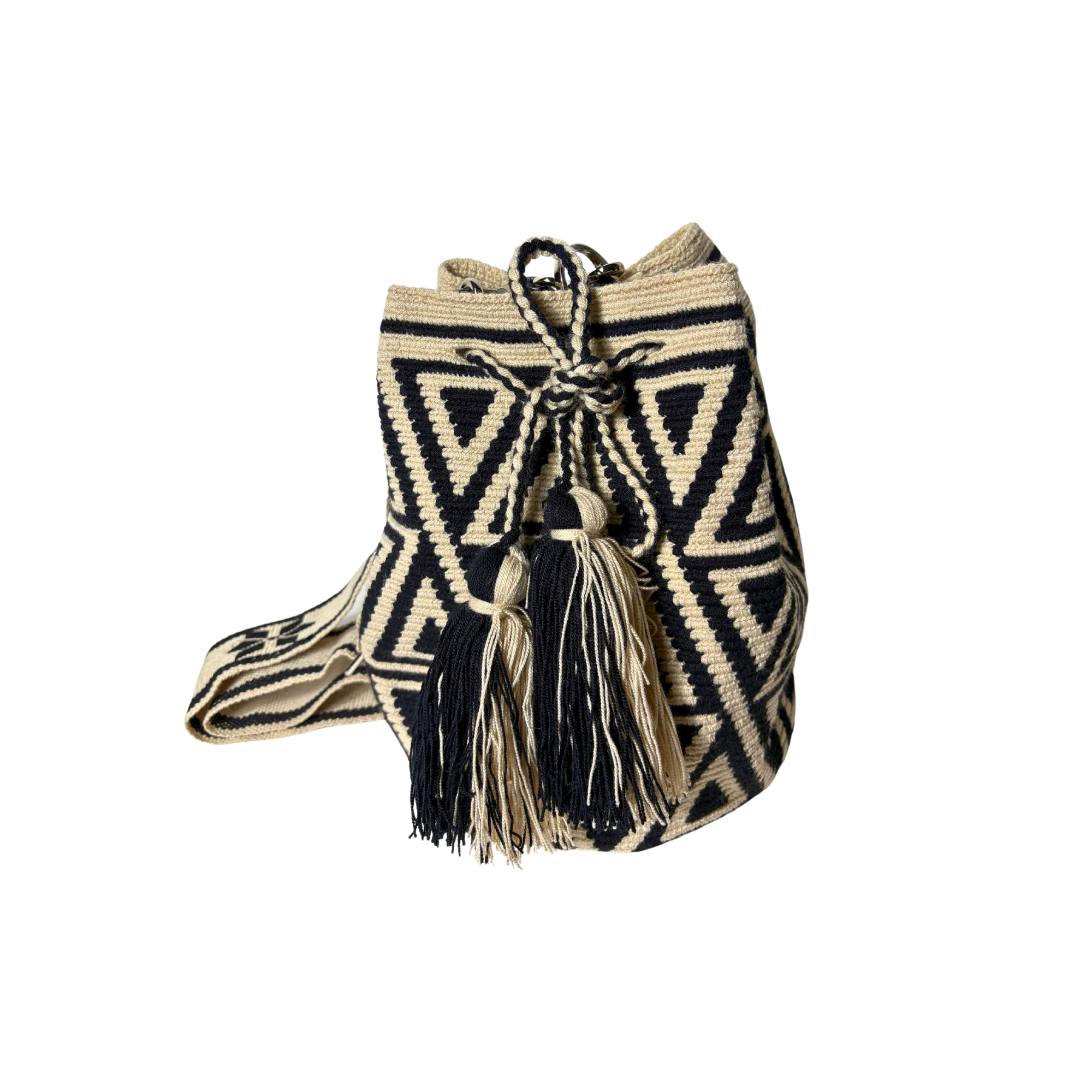 Milano Wayuu Crochet Bags Black and Cream Alejandra Collective