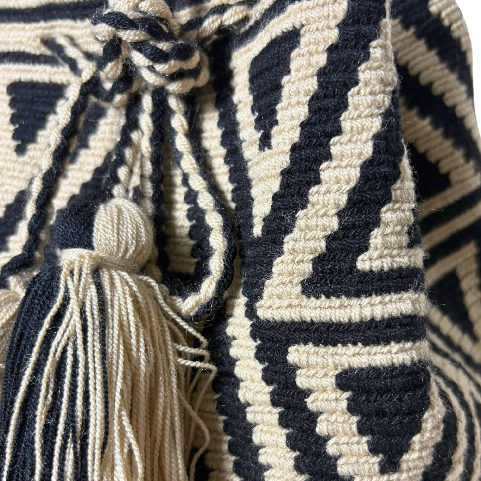 Milano Wayuu Crochet Bags Black and Cream Alejandra Collective