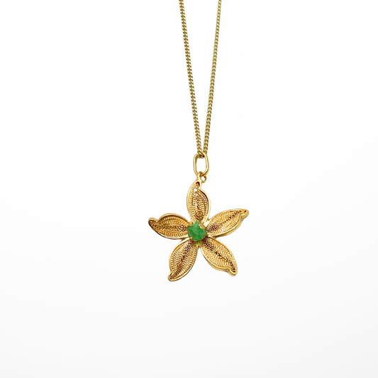 Orchid Gold-Plated Pendant and rough Emerald