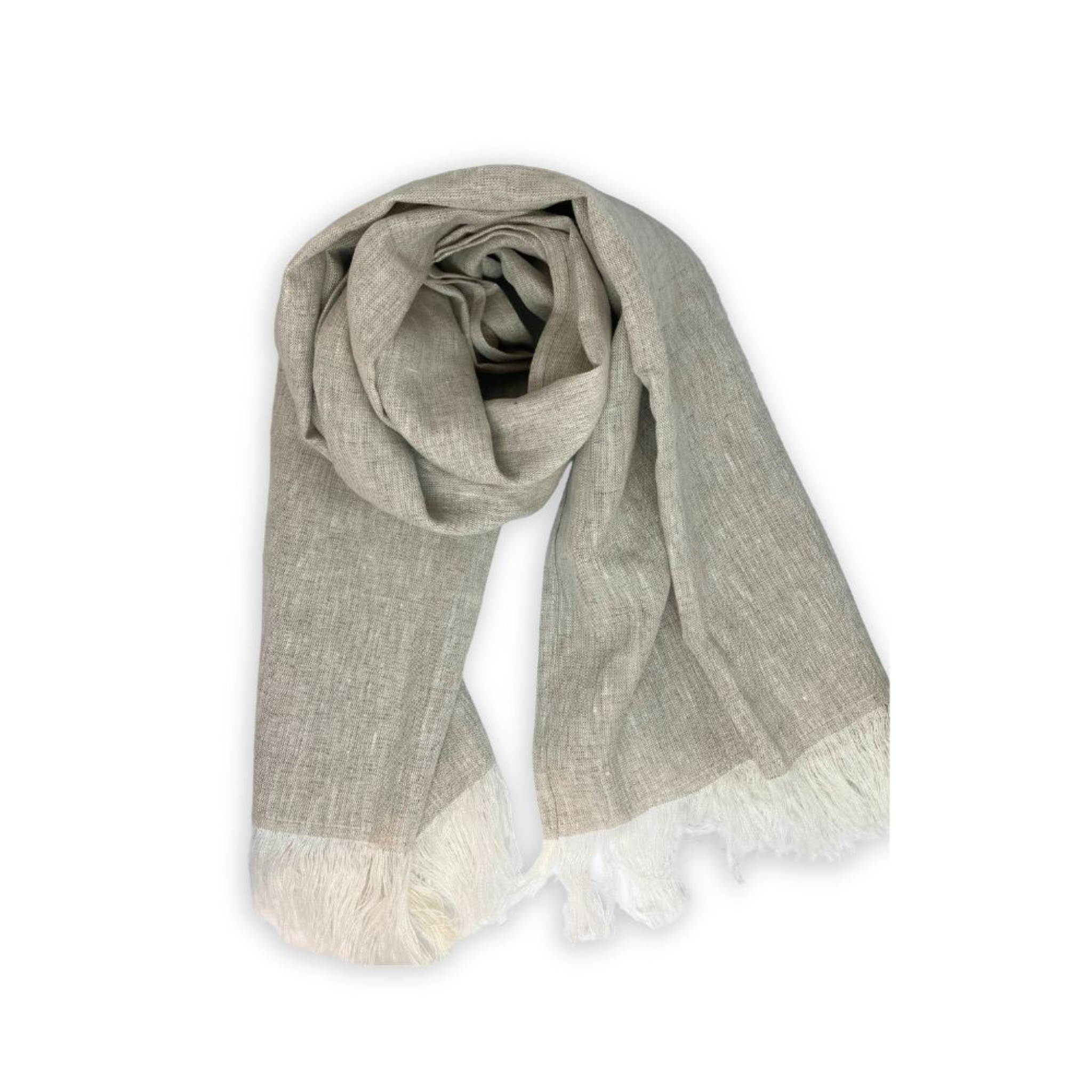 Pure Italian Linen Scarf Khaki Alejandra Collective