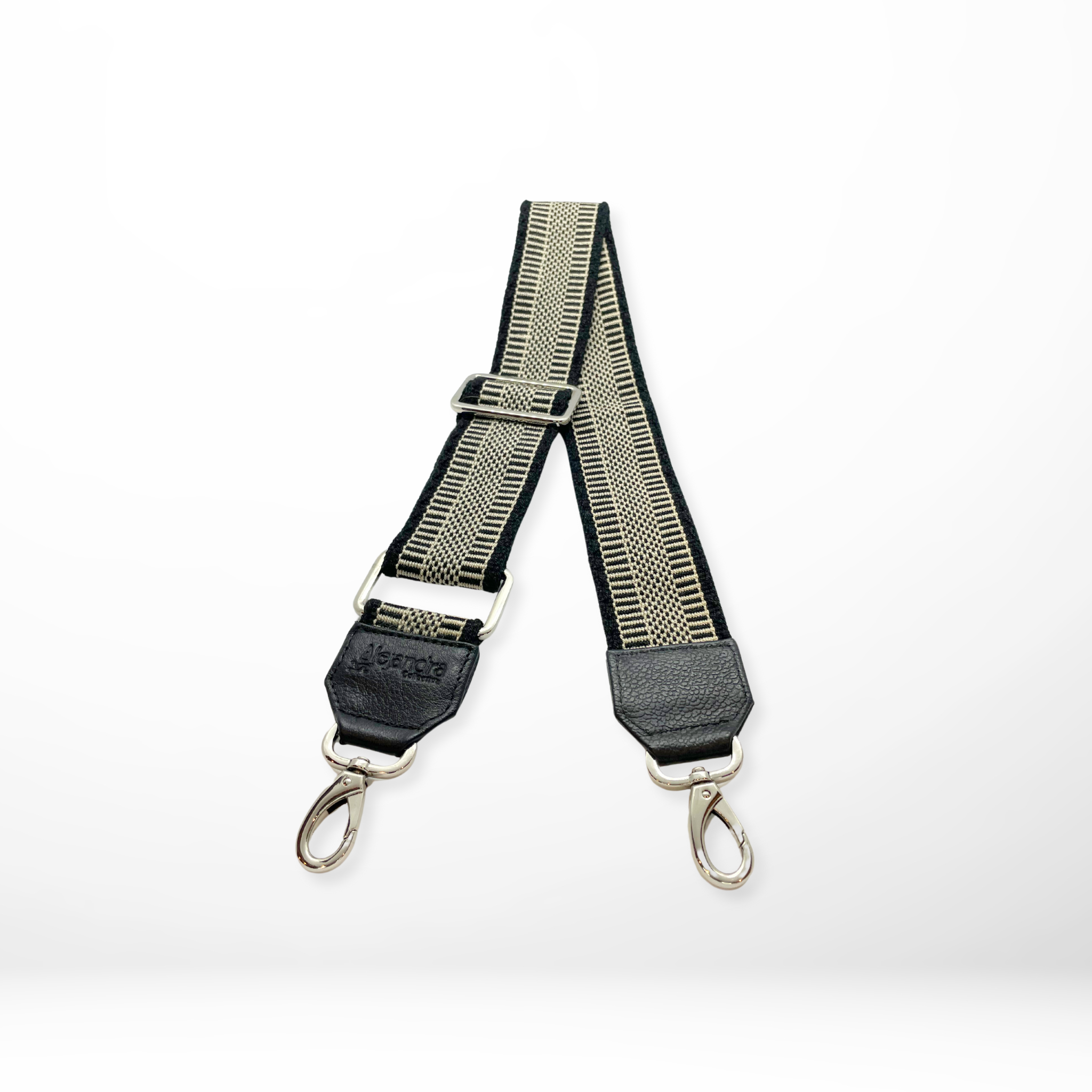 Ramona Handwoven Adjustable  Bag Straps Leather Black Alejandra Collective