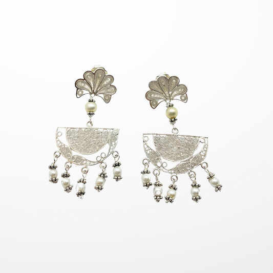 Verano Luna Shell Pearls Statement Earrings