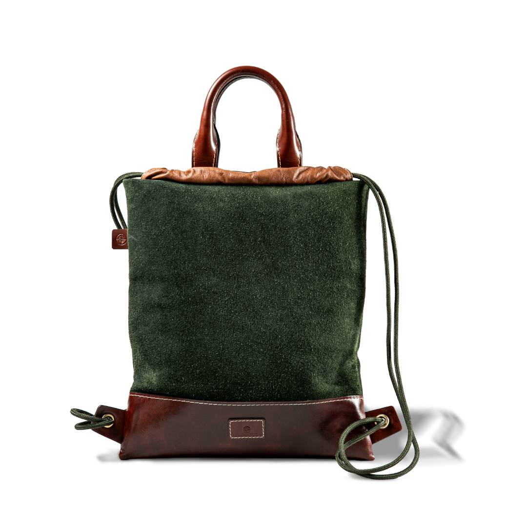 Blumarino Men’s Gym Leather Bag Green & Tan 2-in-1 Unisex Bag