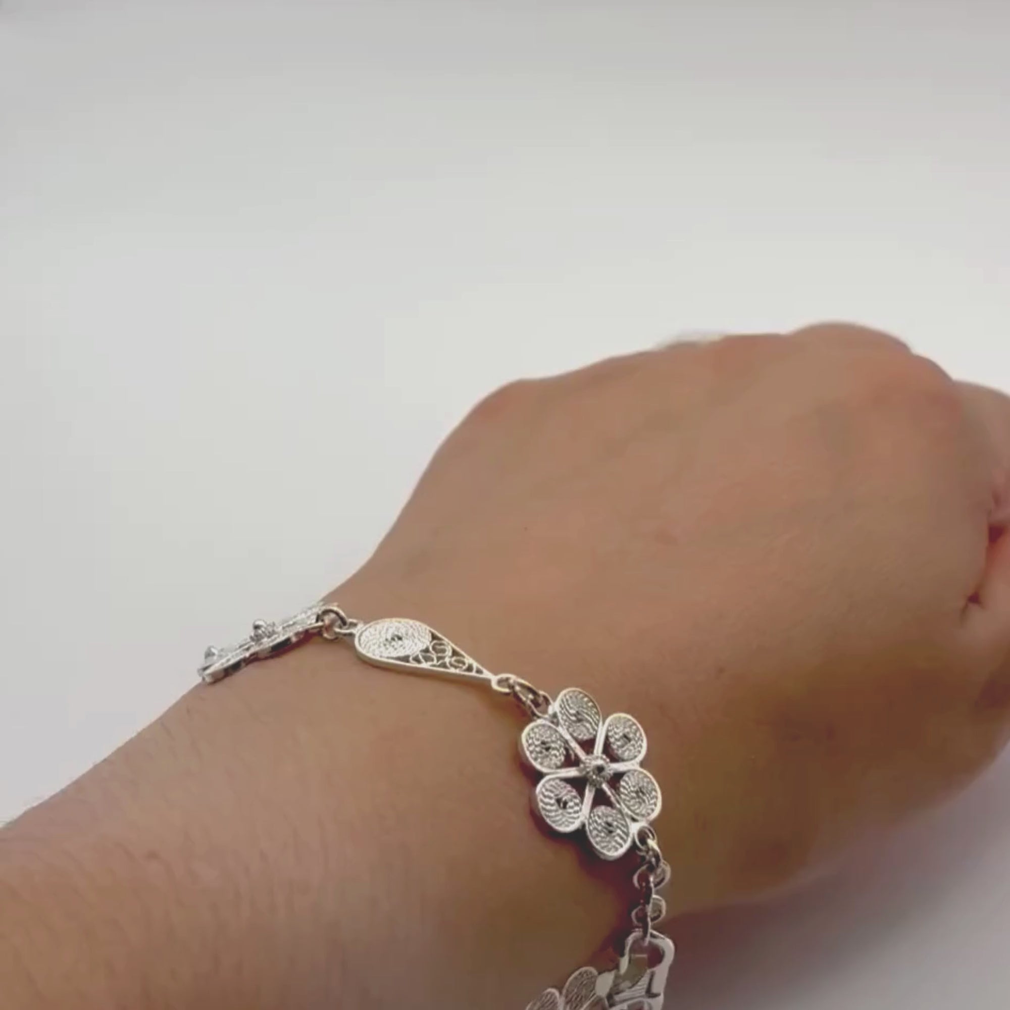 Vanessa Filigree Drop and Flower Bracelet-Alejandra Collective